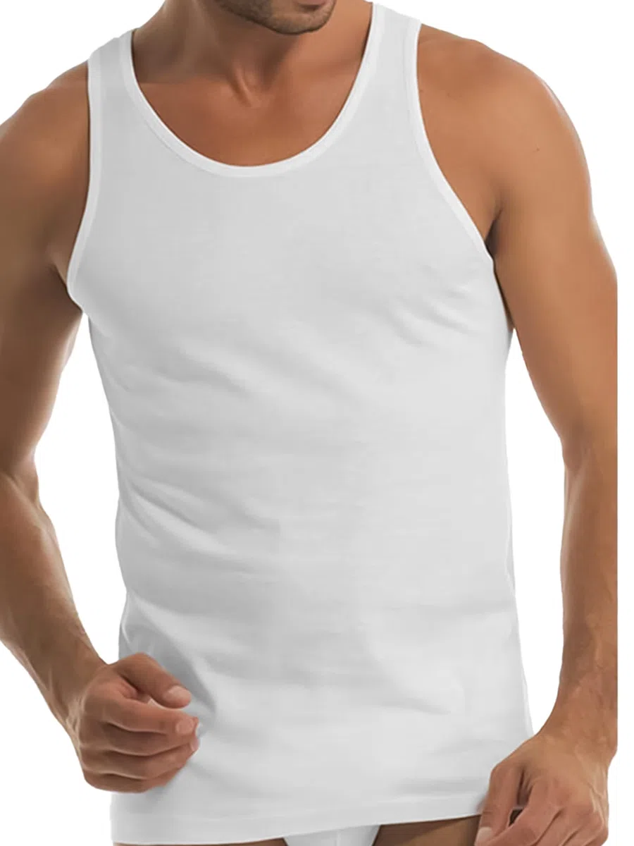 GARDA - 3pz Canotta Spalla Larga, Intimo Uomo,100% Cotone Pettinato Art.0021