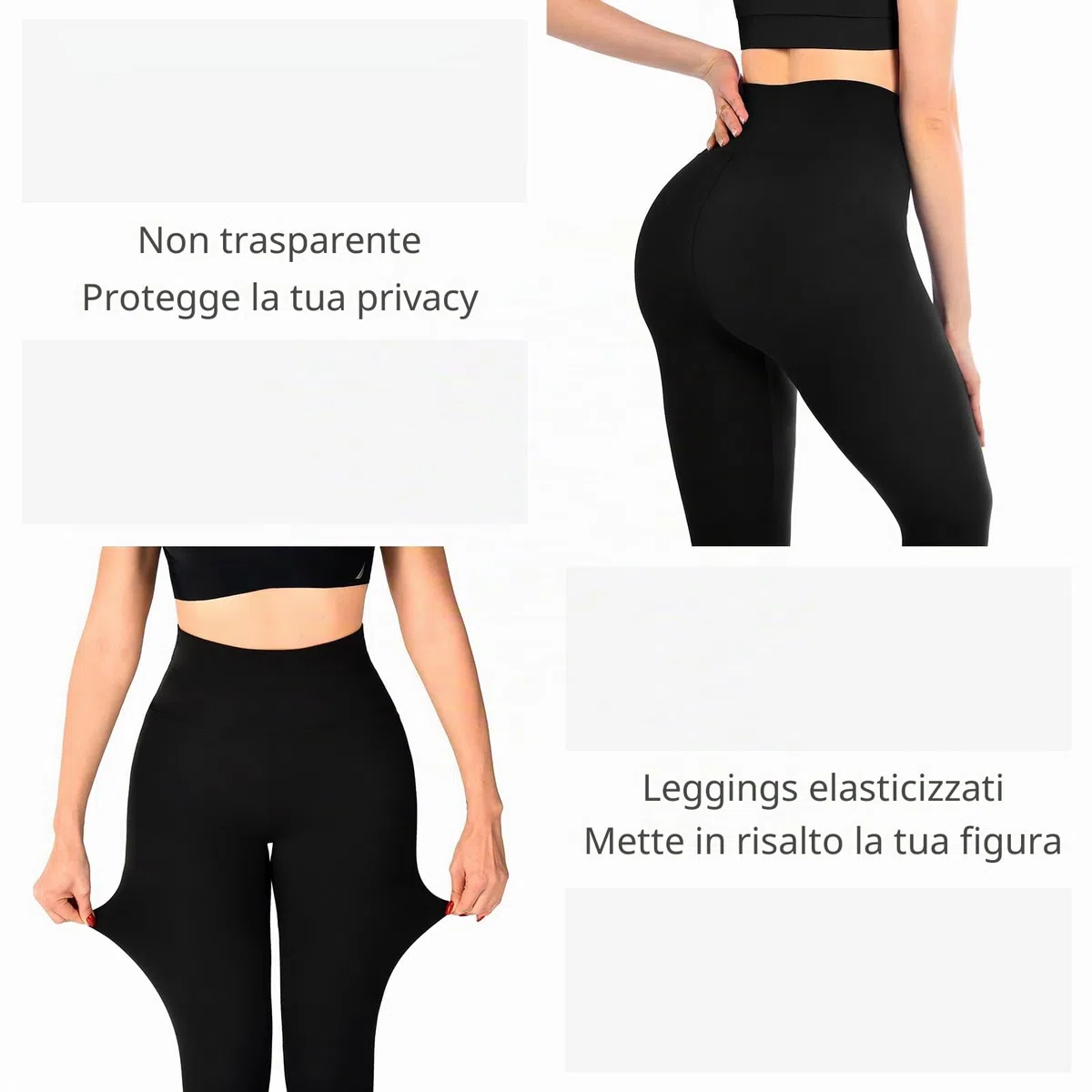 Sinophant - Leggings da donna, a vita alta, opachi, neri, per palestra, yoga, sport, confezione da 3
