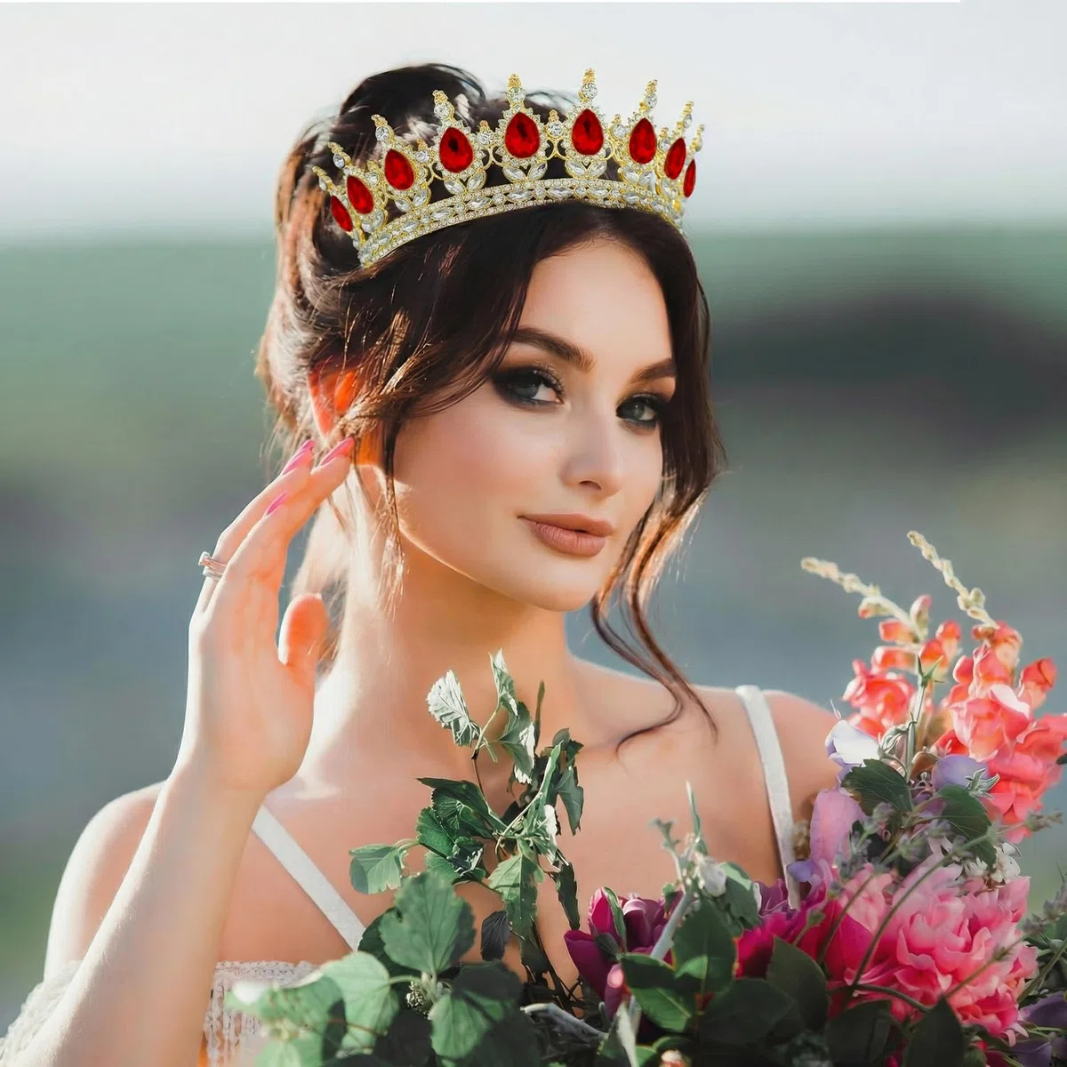 Corona per fascia, corona da regina con strass e cristalli, decorazione per copricapo da donna, matrimonio, ballo di fine anno, festa di compleanno