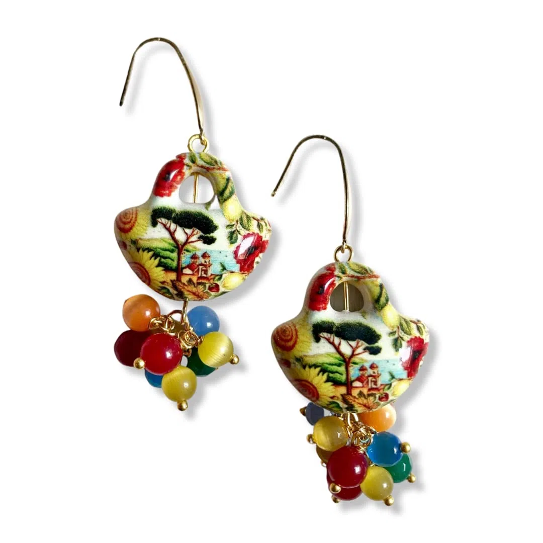 Orecchini con coffe siciliane e pietre dure