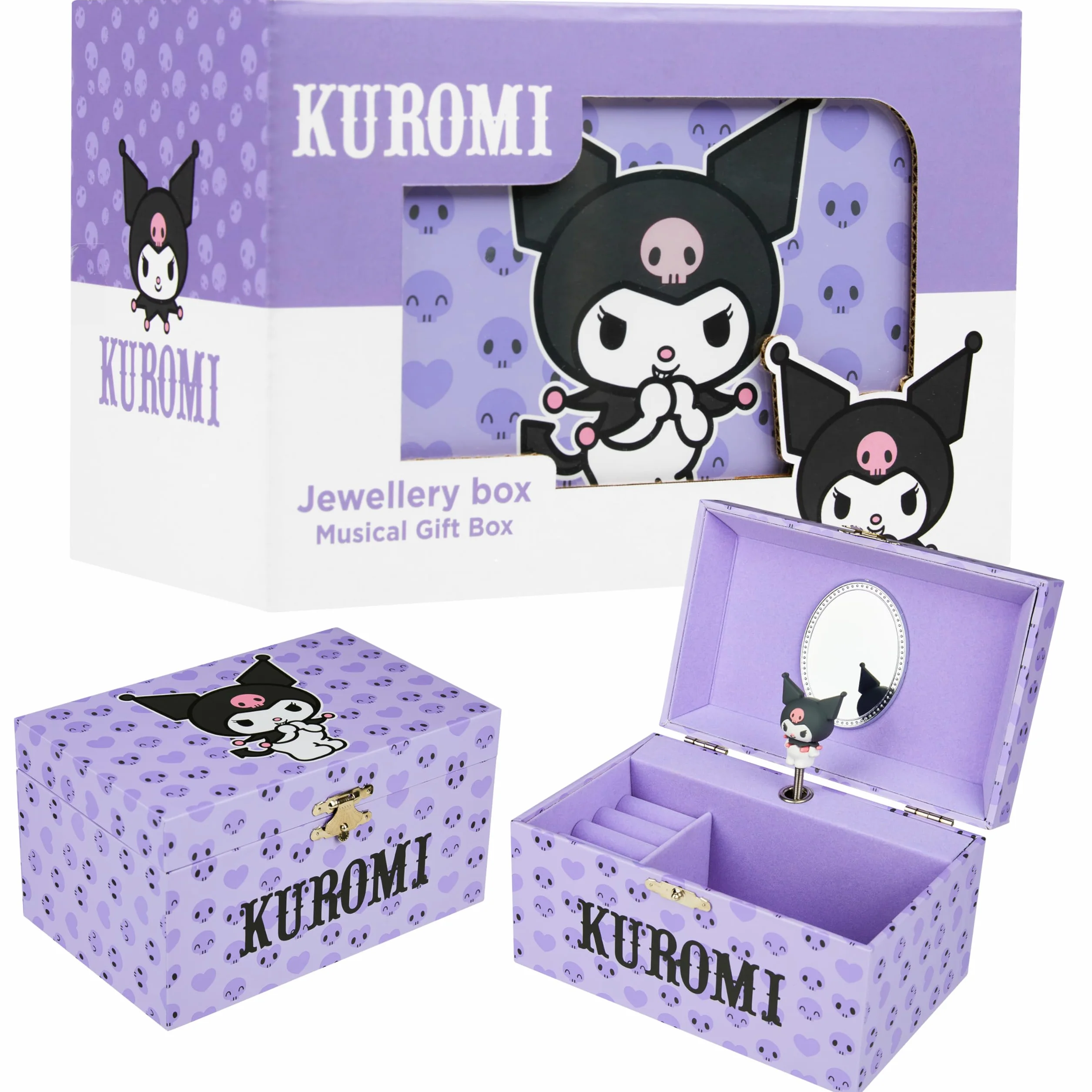 Hello Kitty Sanrio Kuromi Portagioie Bambina Figura Rotante Carica Carillon Portagioie Carillon Musicale Anime Regalo Ragazza (Viola Kuromi)