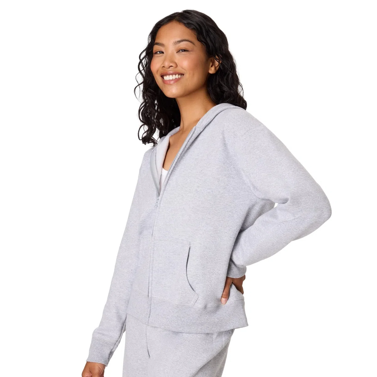 Hanes Felpa con Cappuccio da Donna in Jersey con Zip Camicia Donna