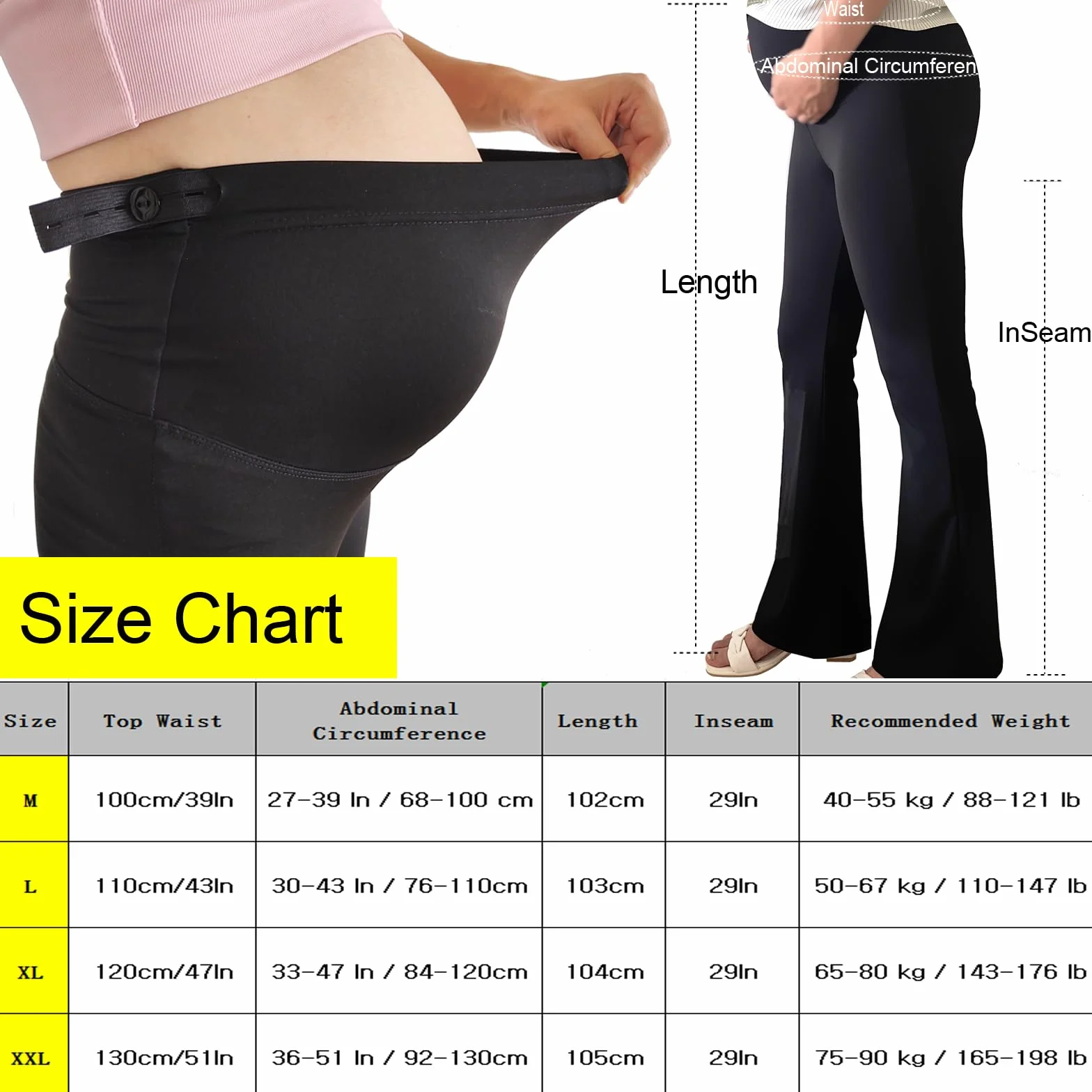 Leggings Premaman sul Pancione, Pantaloni Premaman da Donna Yoga Bootcut in Gravidanza per Lavoro Lounge Sportivi