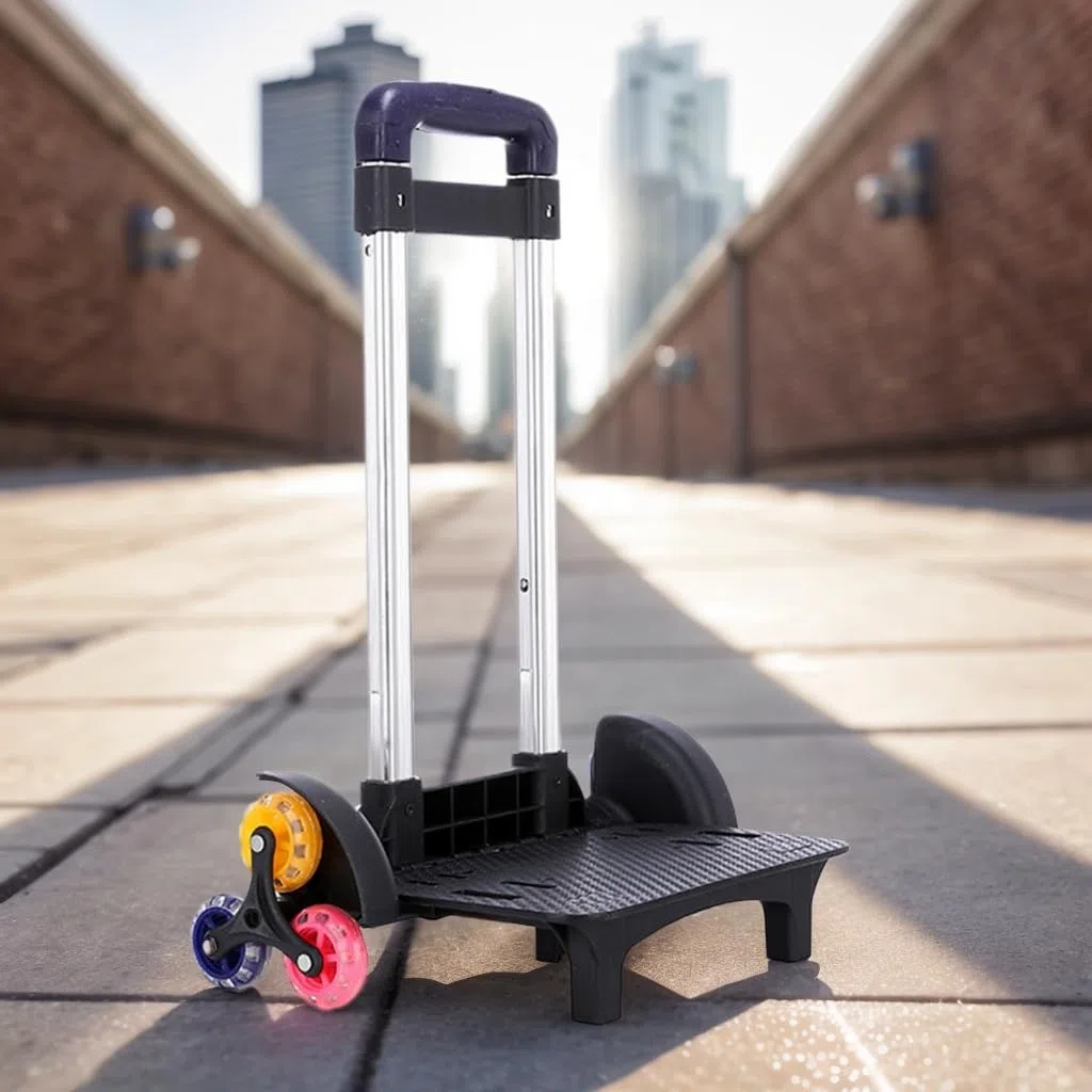 Carrello per Zaino Pieghevole Carrello su 6 Ruote Carrello a Mano per Borsa da Scuola