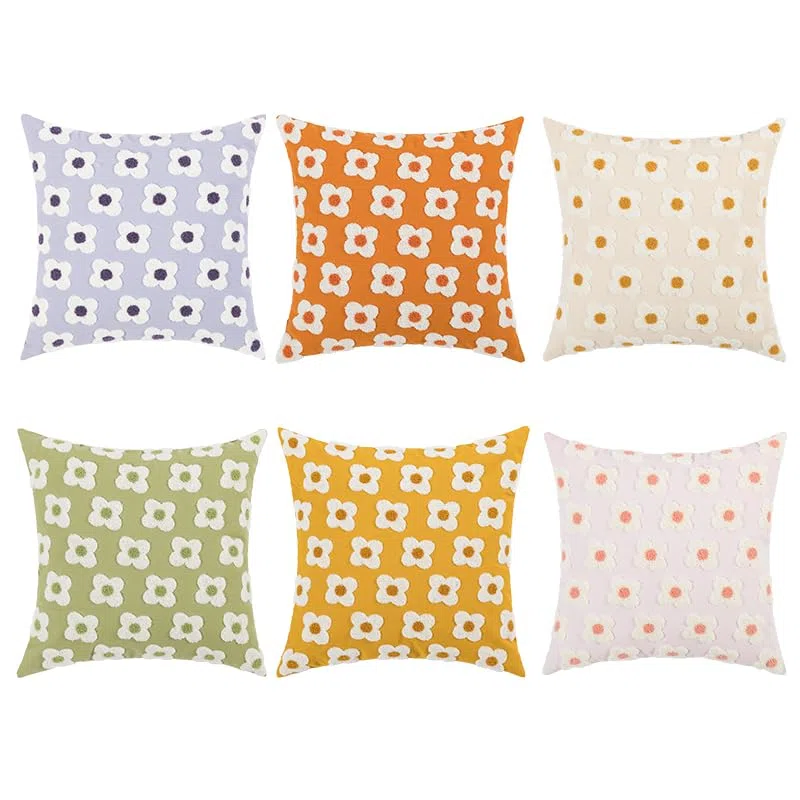 ATMACA Cuscini per divano Coppa Di Cuscino Floreale Romantico Coppa Di Cuscino Verde Giallo Viola Viola-Orange 45X45Cm