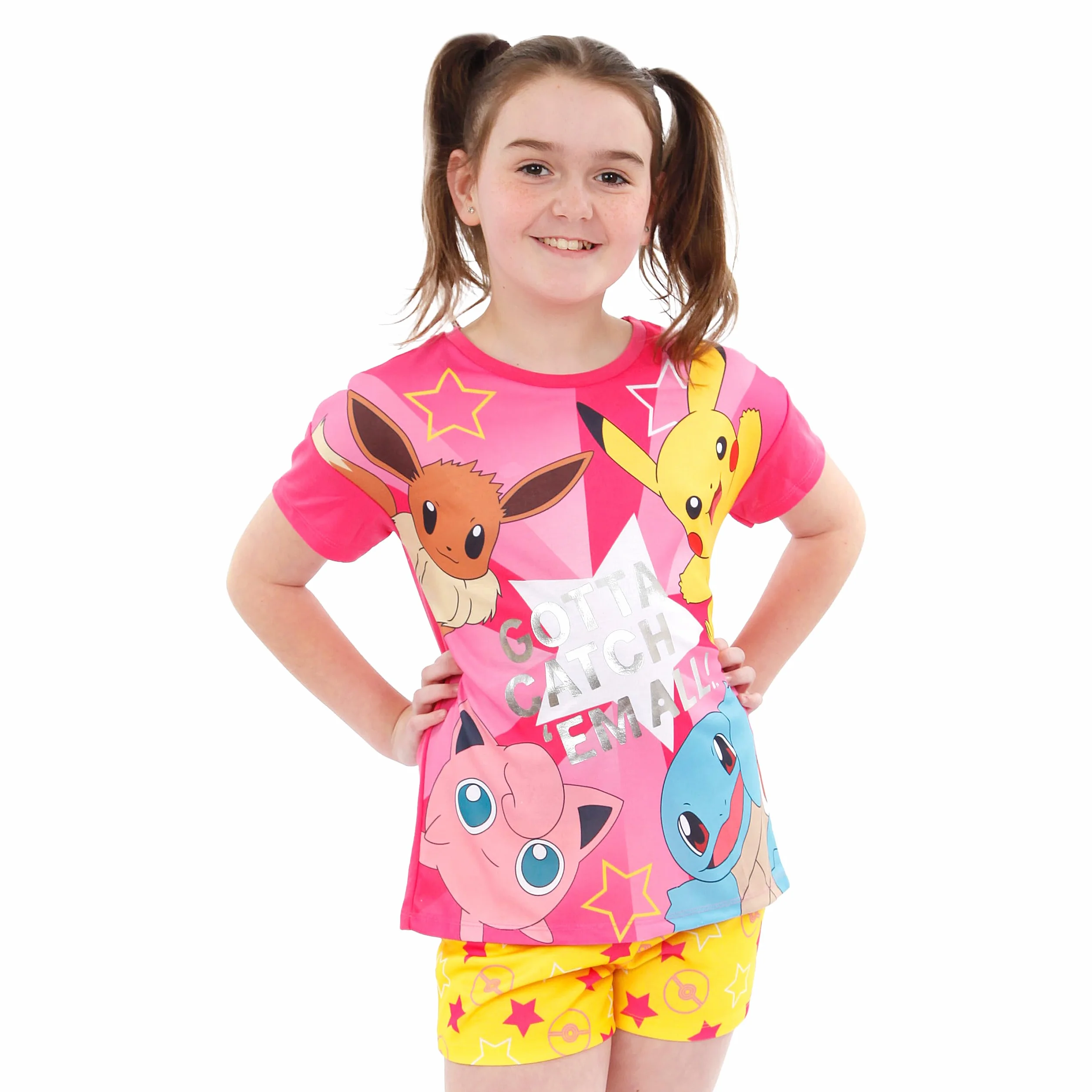 Pokémon Pigiama Bambina | Pigiama Pikachu | Eevee Pigiami Ragazza | Pigiamone Maniche Corte Bambino | da 5 A 13 Anni