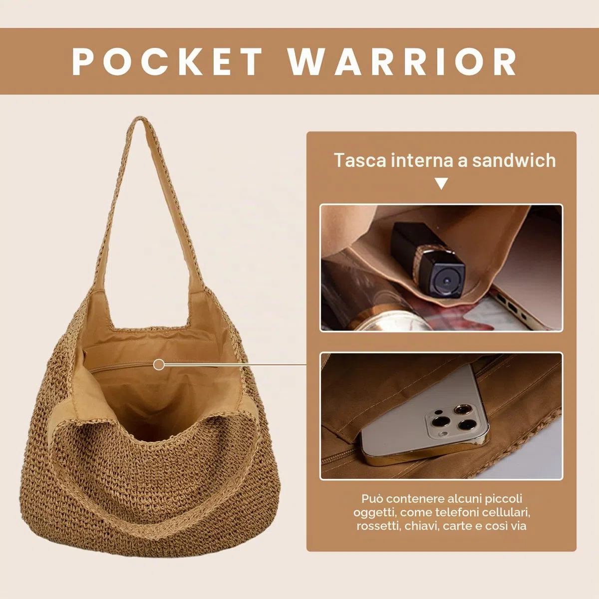 EVEOUT Borsa Tote in paglia intrecciato Donna Grande bohémien Borse a spalla in rafia per spiaggia vacanza l'Estate