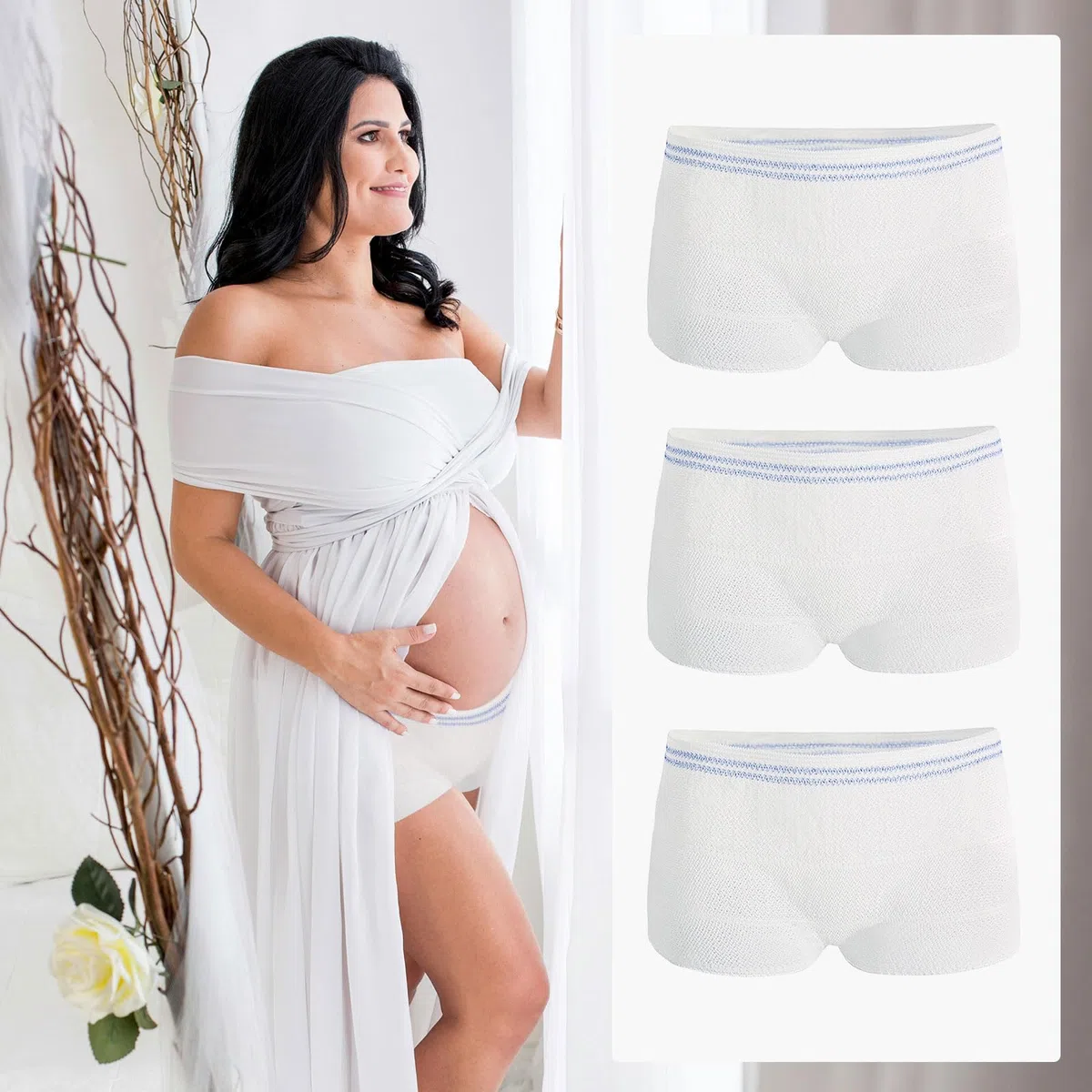 FUIPVGI 7 Pezzi Mutandine Postpartum, Confezione da Slip Postpartum, Mutandine in Rete Postpartum, Slip da Donna Postpartum Usa e Getta per Uso Quotidiano,Maternità,Incontinenza,Viaggio (Bianco)