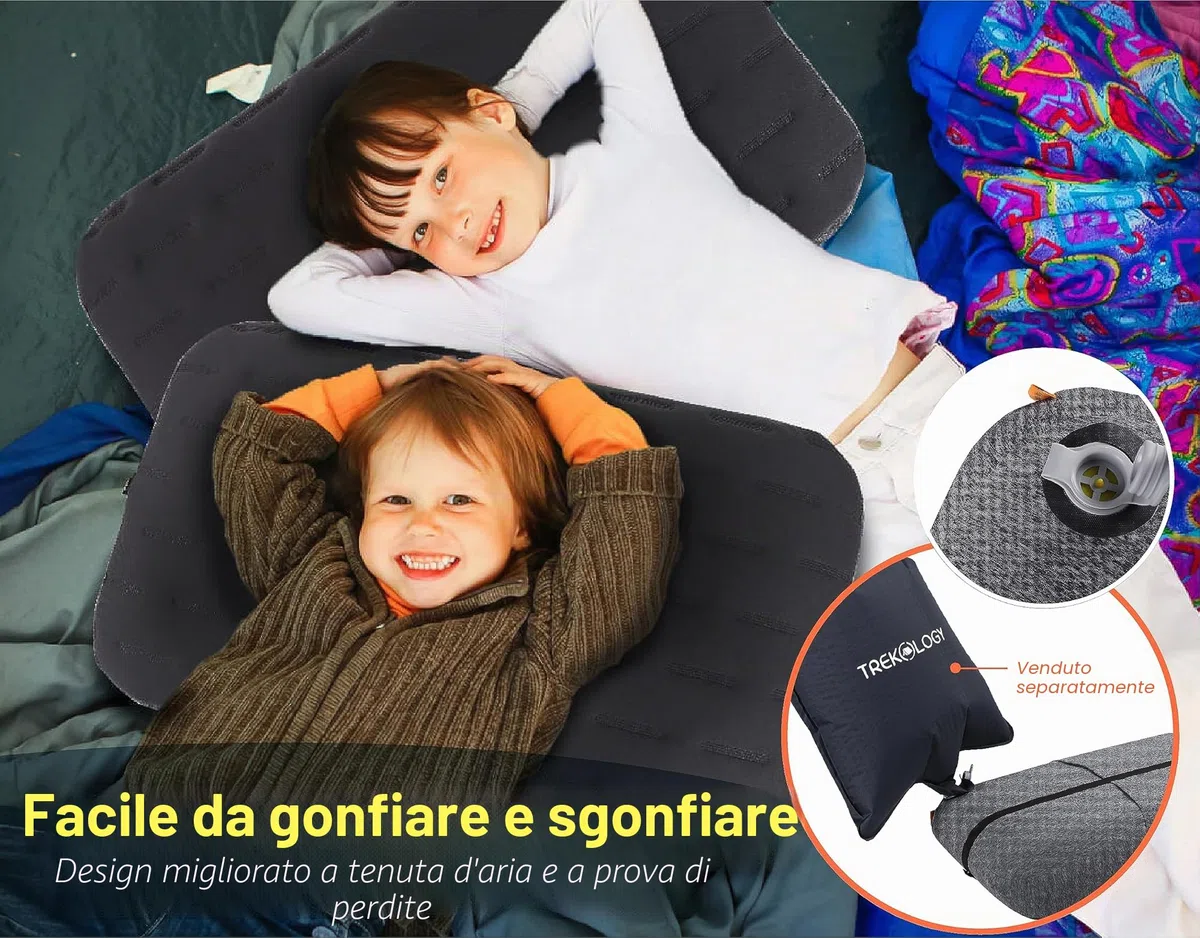 TREKOLOGY Grande cuscino gonfiabile – ALUFT Ultra Camping Cuscino per spiaggia e campeggio, cuscino gonfiabile per avventure all'aria aperta