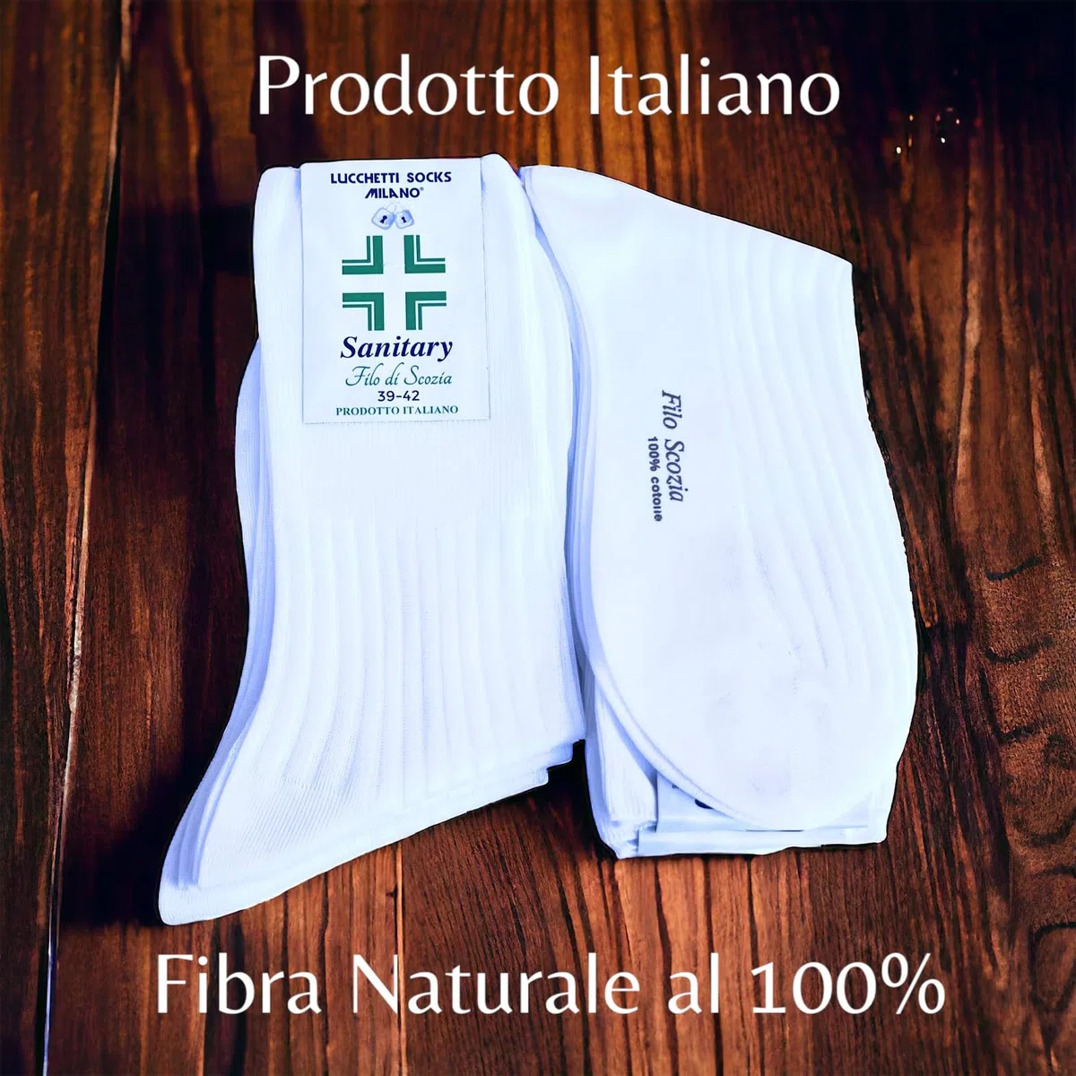 Lucchetti Socks Milano 6 PAIA calze da uomo SANITARIE filo di scozia 100% cotone rimagliate Made in Italy