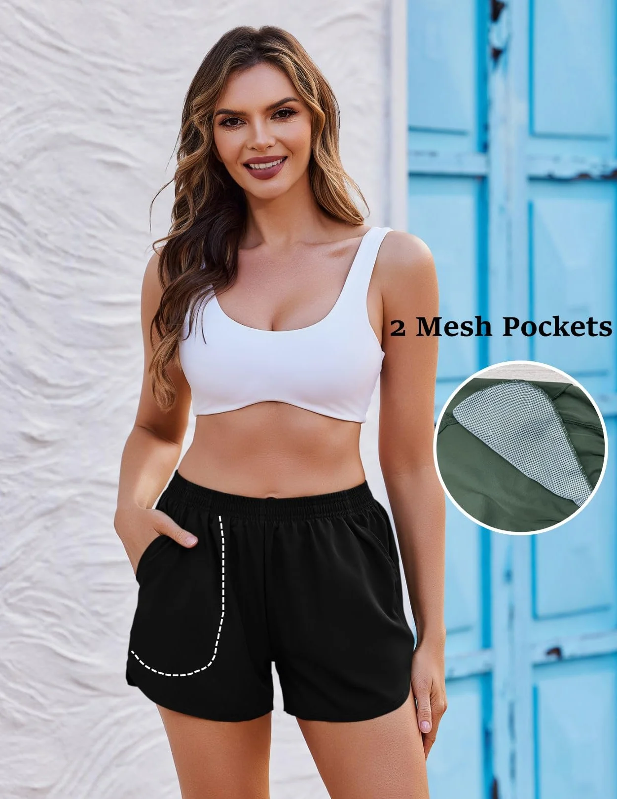 Ekouaer Pantaloncini da Bagno Costume Donna con Boxer Interno Corti Pantaloncini da Surf Costumi da Bagno con Tasche Pantaloncini Sportivi per la Corsa S-2XL