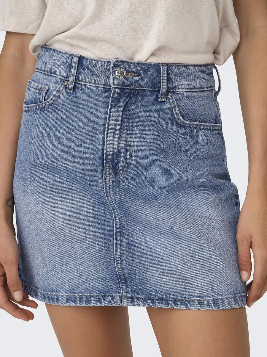 ONLY Gonna Jeans Donna con Bottone e Passanti per Cintura, Design Classico