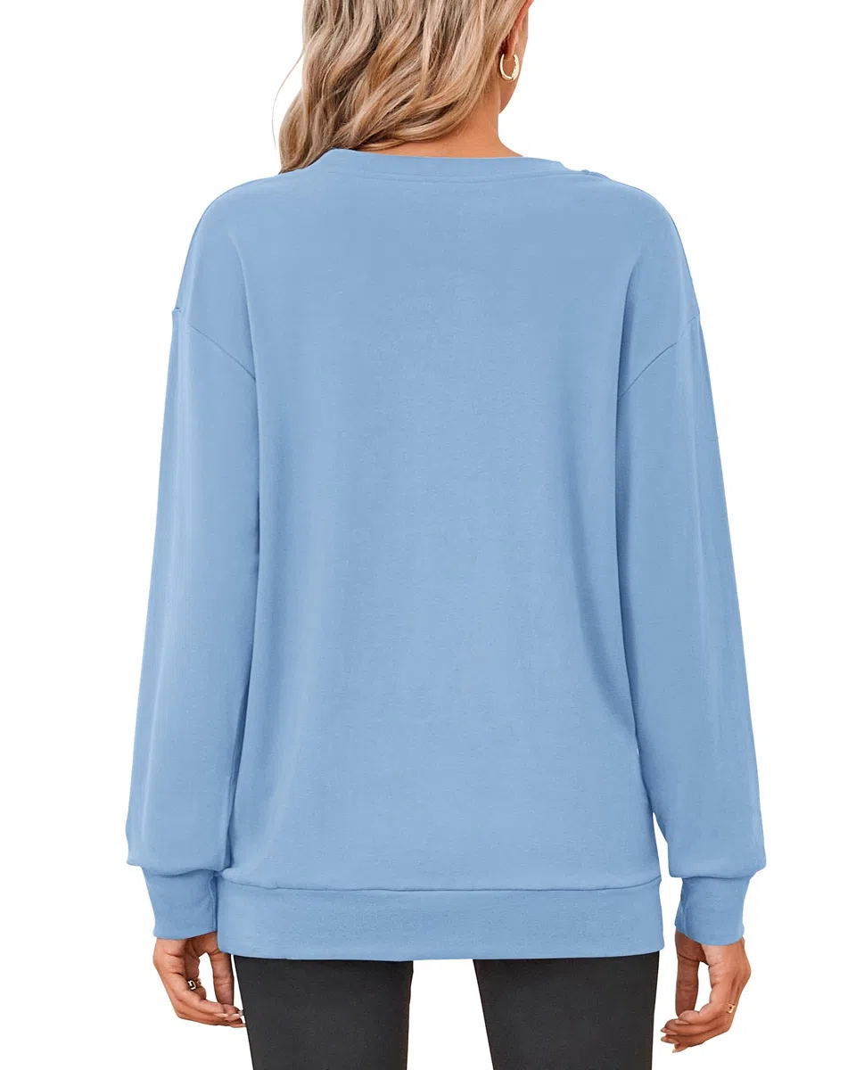 PLOKNRD Donna Felpa con Tasche Leggera Senza Cappuccio Maglia Tempo Libero Sport Basic Casual Style