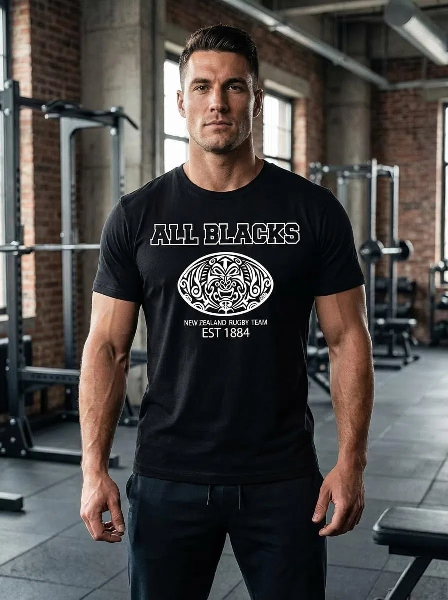 Rule Out Maglietta da Uomo di Rugby. all Blacks. Squadra Nazionale Rugby Nuova Zelanda. Casual Wear