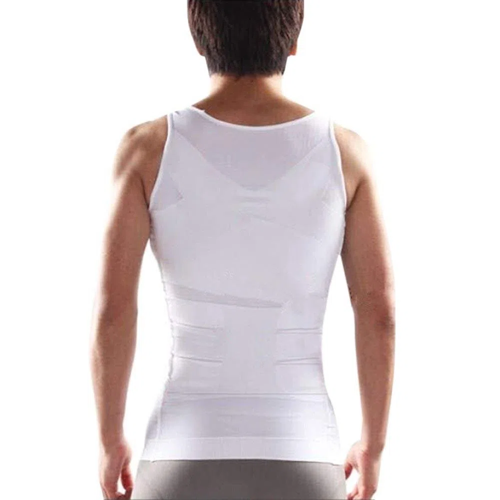 WannGe Mens Che dimagrisce la Camicia della Maglia dello Shaper del Corpo, carro Armato, Confezione da 2 – Nero e Bianco., M