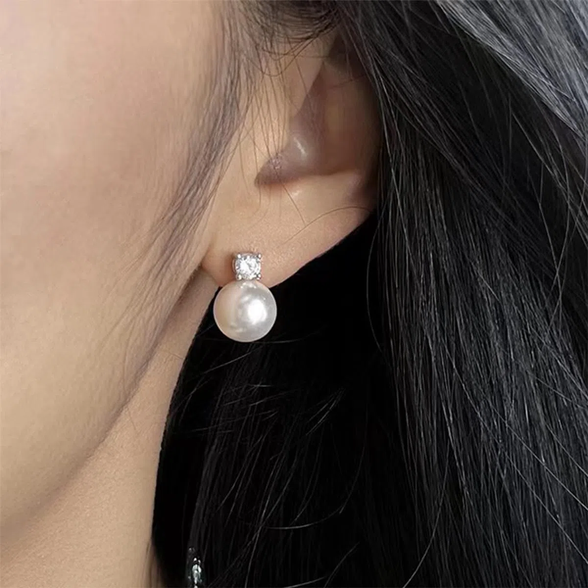Huacan Set di collana e orecchini di perle in argento sterling 925 coltivato in acqua dolce da sposa set di gioielli da sposa, talla única, Perla sintetica, Nessuna pietra preziosa