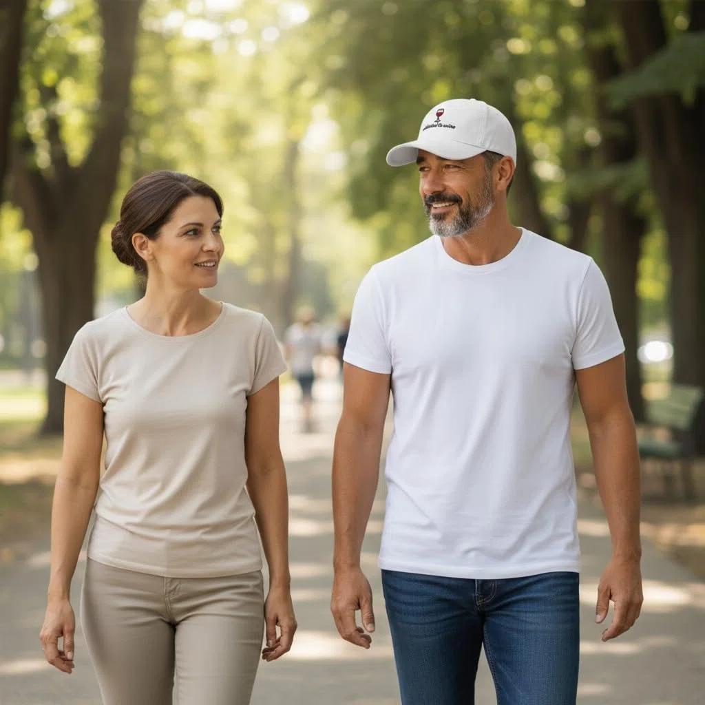 Cappellino da festival bianco, motivo "Addicted to Wein/Caffè" con scritta "Addicted to Wein/Coffee" – Divertente berretto da baseball per uomo e donna – Cappuccio in cotone regolabile in stile