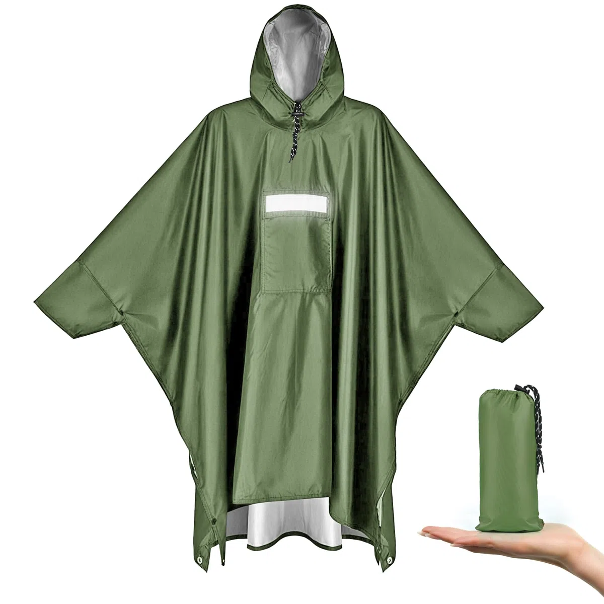 Poncho Antipioggia Impermeabile con Maniche Tasca e Riflettore Mantella Antipioggia per Adulti Unisex Portatile Poncho Pioggia per Uomo Donna Trekking Campeggio