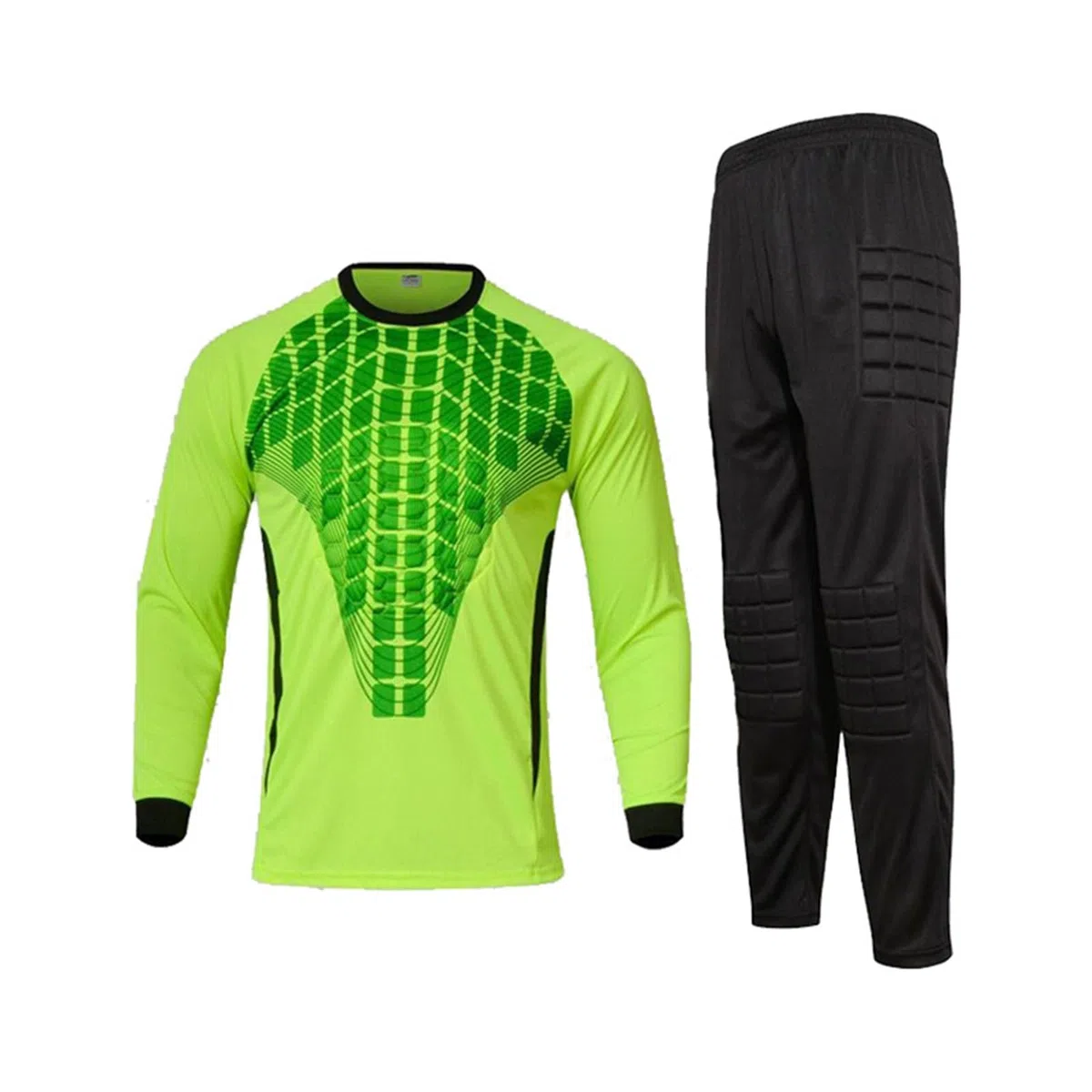 Set da Portiere PRO Jersey, Top Imbottito in Schiuma e Pantaloni protettivi, Uniforme da Portiere di Calcio con Protezione in Spugna for Uomini e Ragazzi(Green(Long Sleeves+Pants),XL)