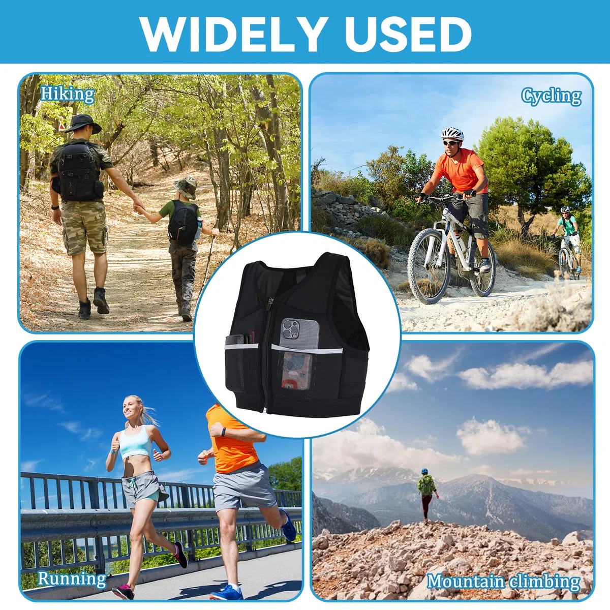 Gilet Running Super Leggero, Zaino Trail Running per Uomo e Donna, Gilet da Corsa Riflettente Traspirante per Uomini e Donne, con 7 Tasche Cintura Regolabile Vest
