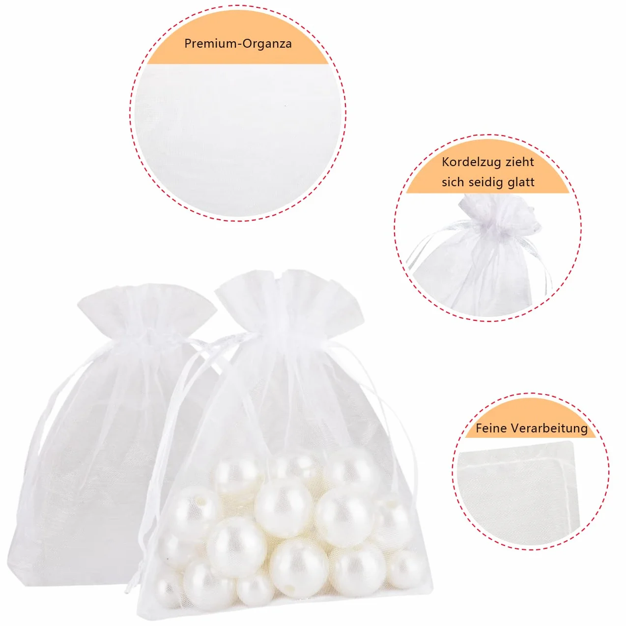SXUUXB 100pz Grande Sacchetti Regalo in Organza 20x30cm,Bianco Trasparente Sacchetti Portaconfetti per Confezioni Bomboniere Comunione Matrimonio Compleanno Gioielli Bustine