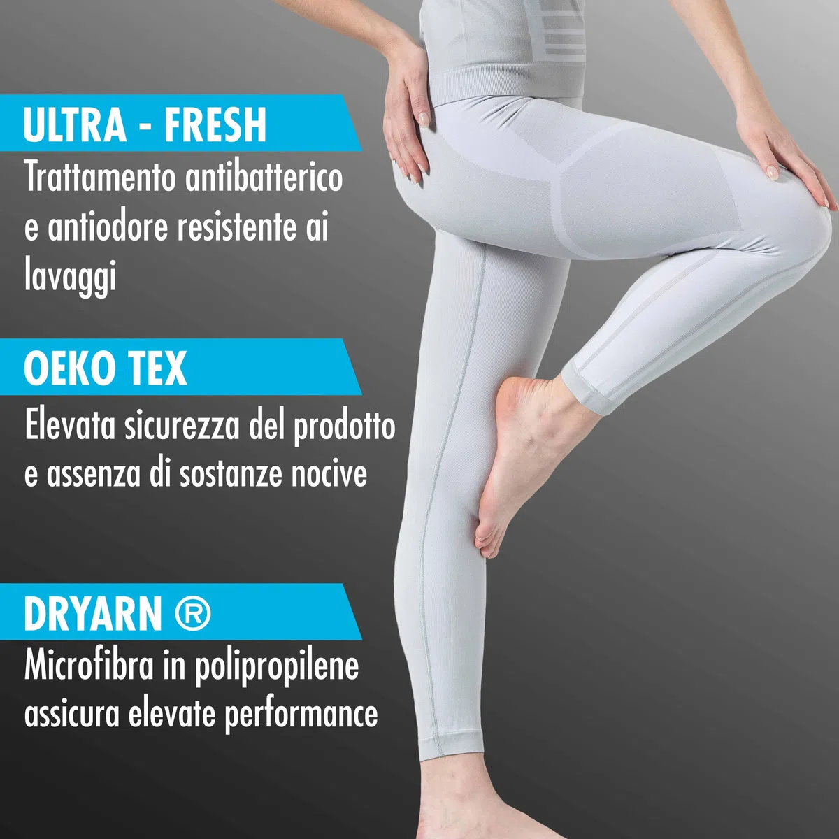 Risalti Pantaloni Termici Uomo Donna Extreme Unisex - Leggins Termici Donna Invernali, Abbigliamento Termico Uomo - Tecnico Traspirante, Elasticizzato Senza Cuciture - Made in Italy
