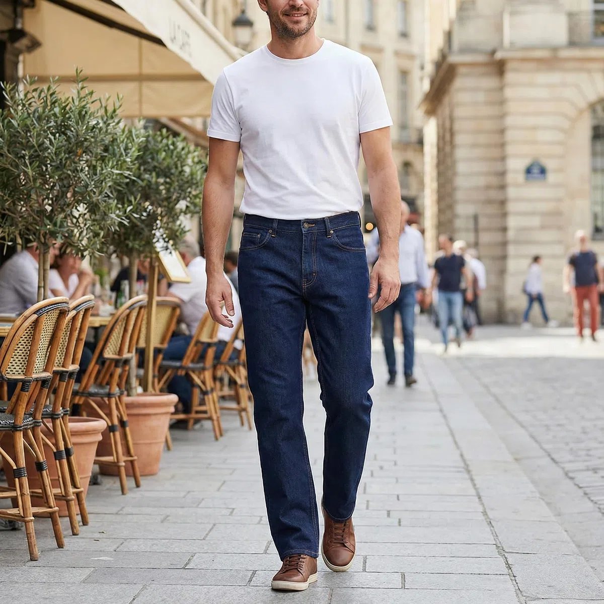 Gandy Jeans Uomo, 5 Tasche, Gamba Dritta, Pantalone Elasticizzato a Vita Alta, Regular Fit