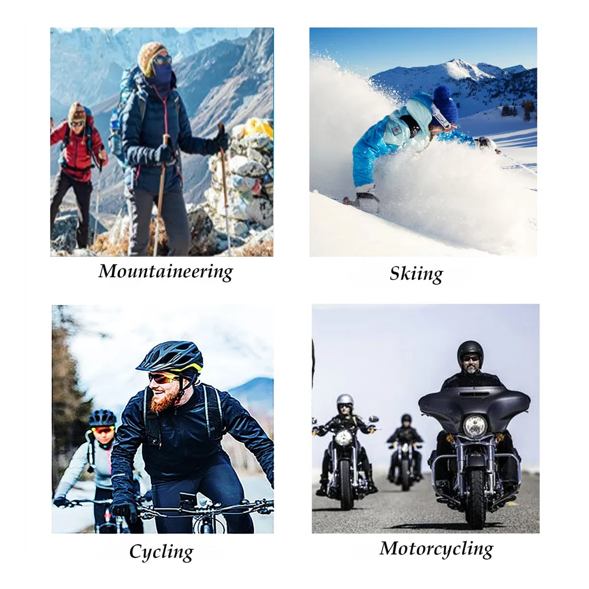 3 Pezzi Passamontagna Sci Balaclava Moto Maschera Morbido e Traspirante Unisex Sottile Tessuto Elastico Traspirante Antivento per Sport Ciclismo ed attività all’Aria Aperta Unisex