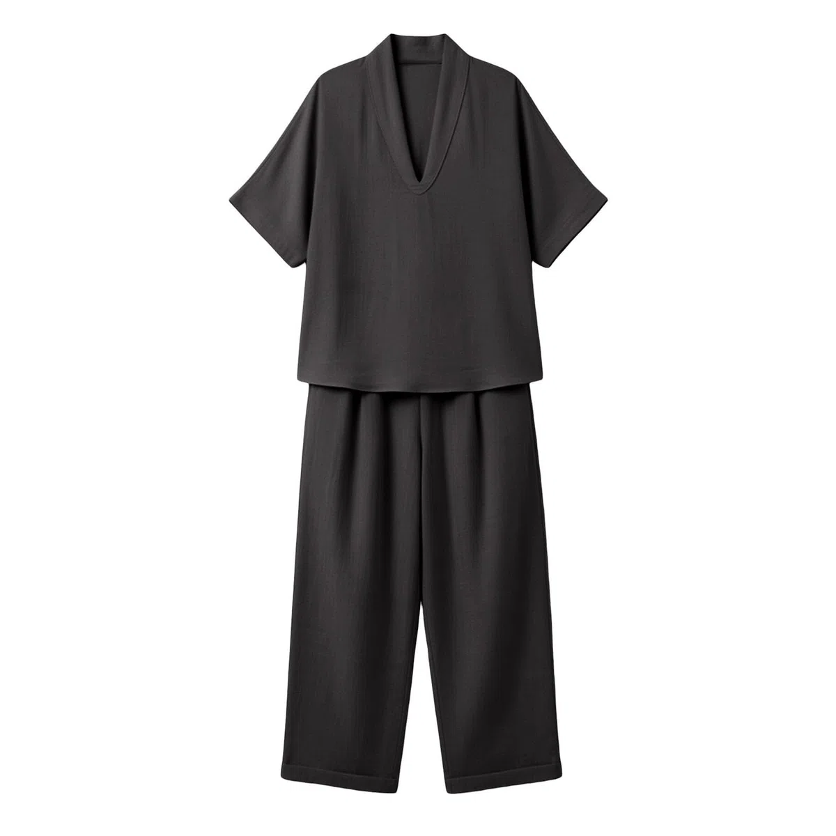 Generico Completo Donna Elegante Cerimonia Completo Casual Da Donna In Due Pezzi V-Neck Manica Lunga Elegante Effetto Fresco Set Tuta Tuta Baggy Top E Pantaloncini Estivi Da Per L’Estate