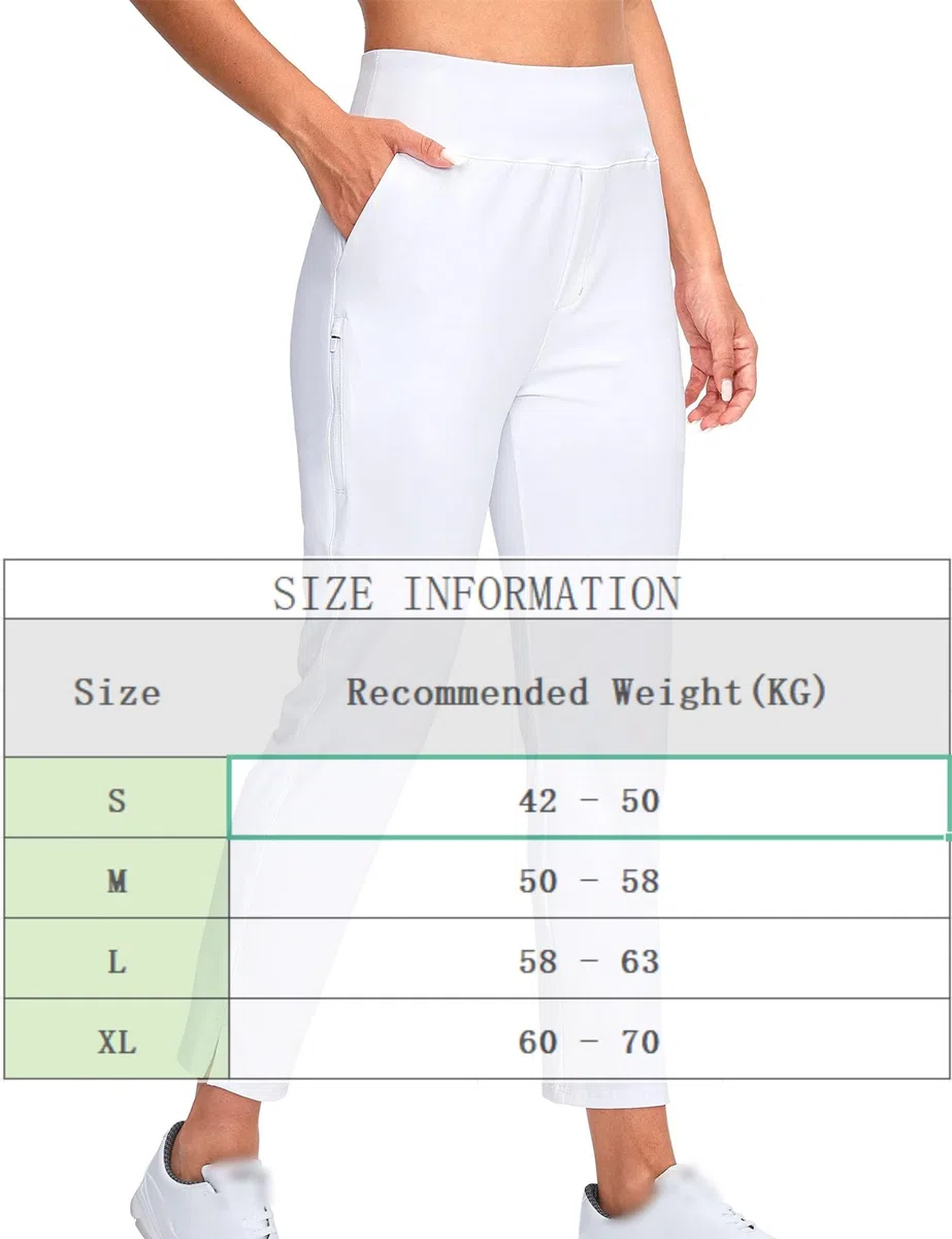 Pantaloni da golf leggeri da donna con tasche 7/8, pantaloni da jogging elasticizzati con caviglia per golf, sport, lounge, viaggi, lavoro