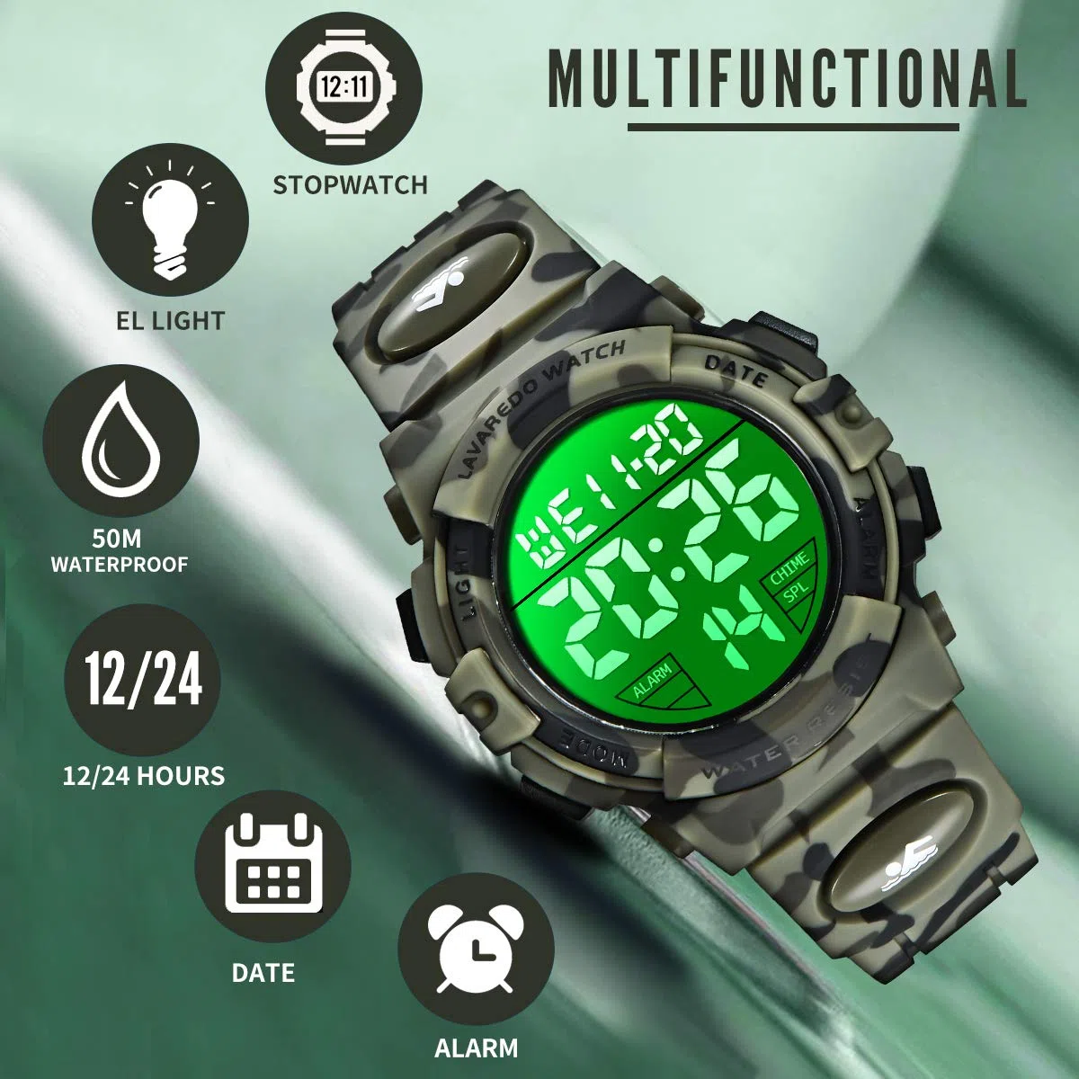 BEN NEVIS Orologio da Polso Orologi Sport per Bambini Digitale Multifunzione Impermeabile LED Luce Allarme Calendario Data con Cinturino in Silicone