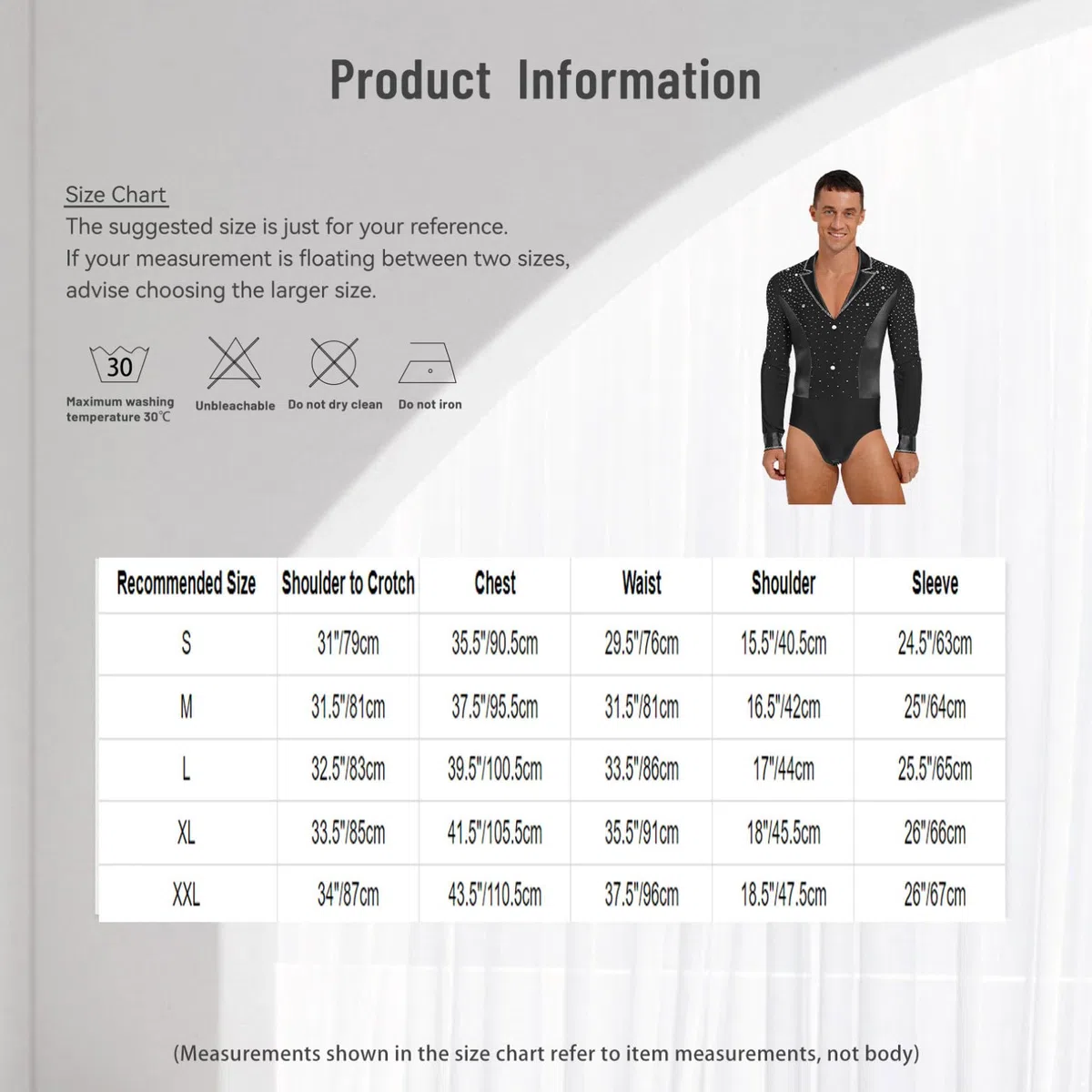 Agoky Body da Ballo Latino Americano per Uomo Maniche Lunghe con Strass Camicia Scollo a V da Danza Classica Leotard da Danza Standard Sala Tango Jazz Pattinaggio