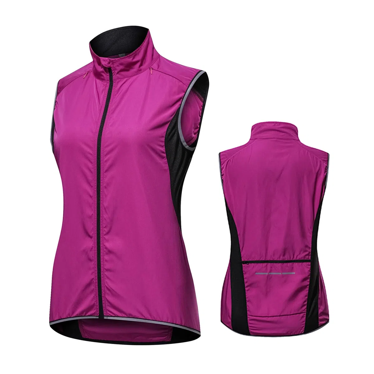 Gilet da Ciclismo da Donna Antivento E Traspirante Ad Alta visibilità Riflettente Giacca da Ciclismo Senza Maniche Gilet da Corsa per MTB Bici da Strada E Mountain Bike,Purple-XXL