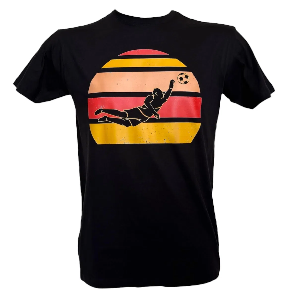 Generico T-Shirt Calcio Sportiva, Design Portiere retrò, 100% Cotone, Nero, Taglie da Bambino Ragazzo