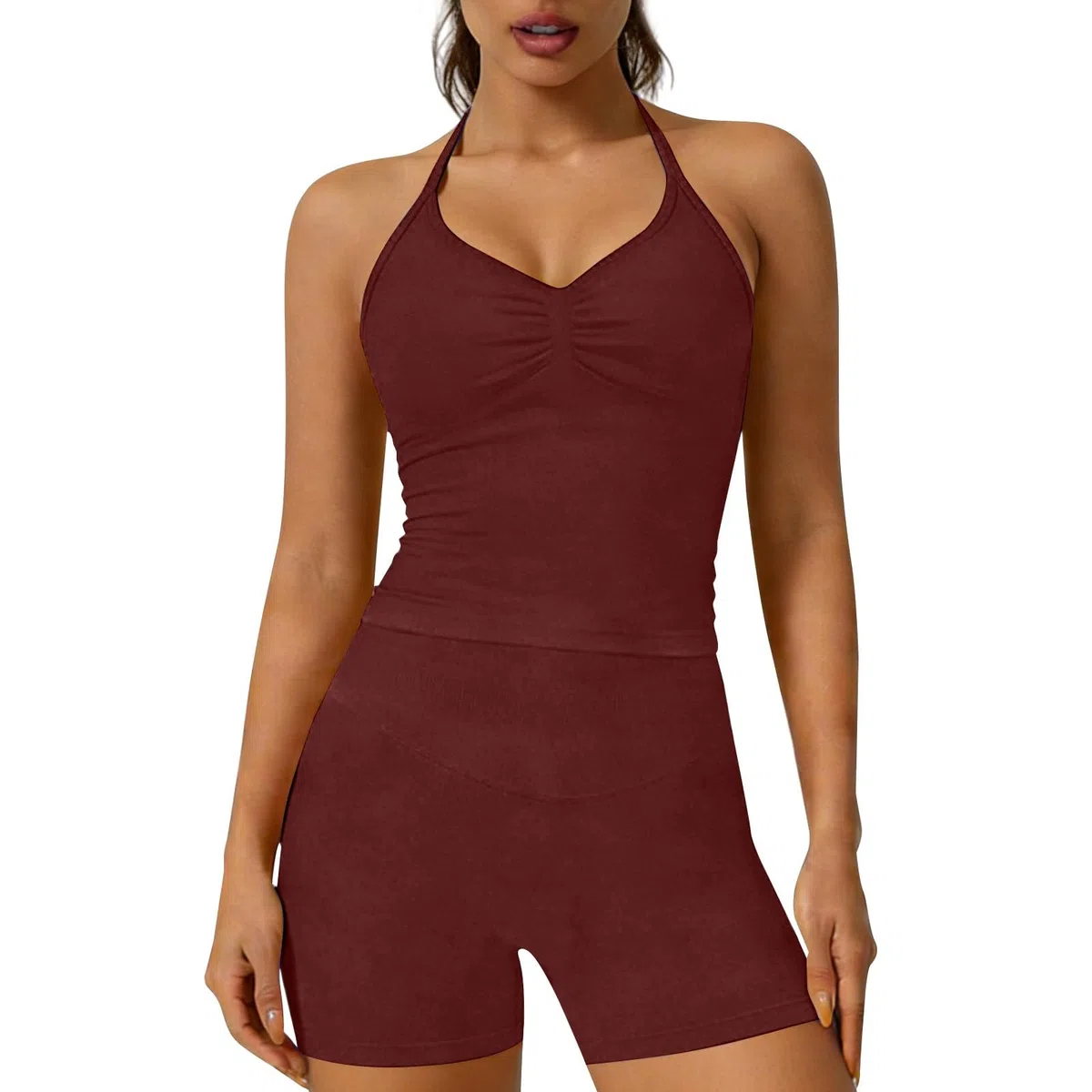 2 PCS Set da Abbigliamento Sportivo da Palestra Senza Cuciture, 2 Pezzi Push Up Tuta Completa Elegante Reggiseno e Leggings Corte a Vita Alta Yoga Gym Fitness Activewear