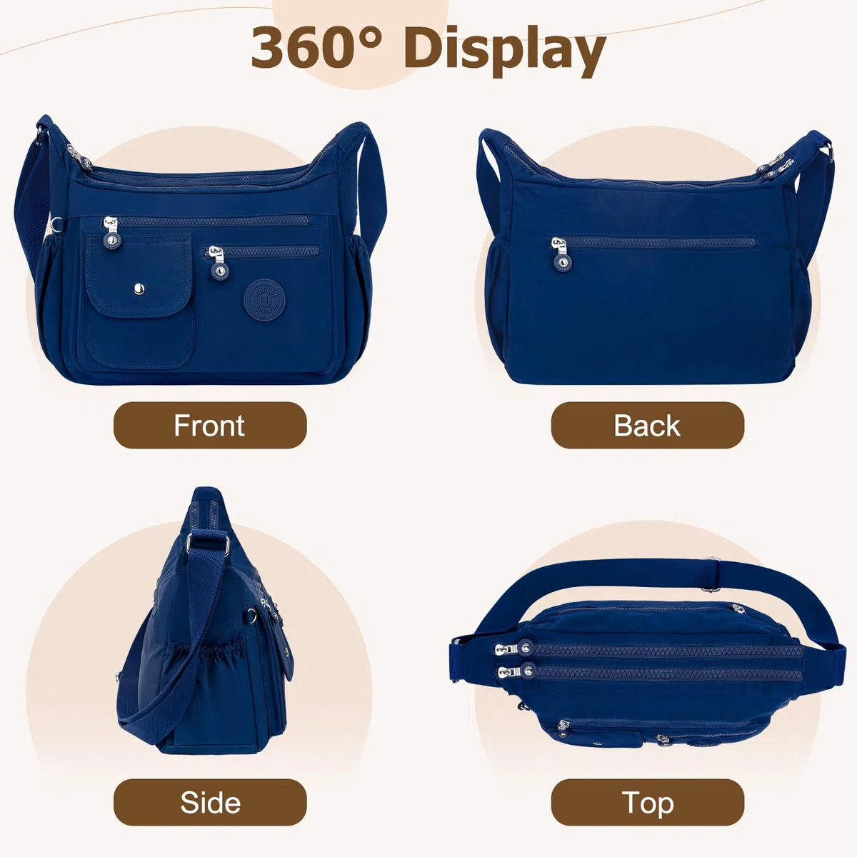 Borsa Tracolla Donna Nylon Borse Donna Tracolla Impermeabile Grande Borsa Multitasche Crossbody Bag Messaggero Borse Casuale Borsetta a Spalla per Lavoro Sportiva Viaggio Scuola