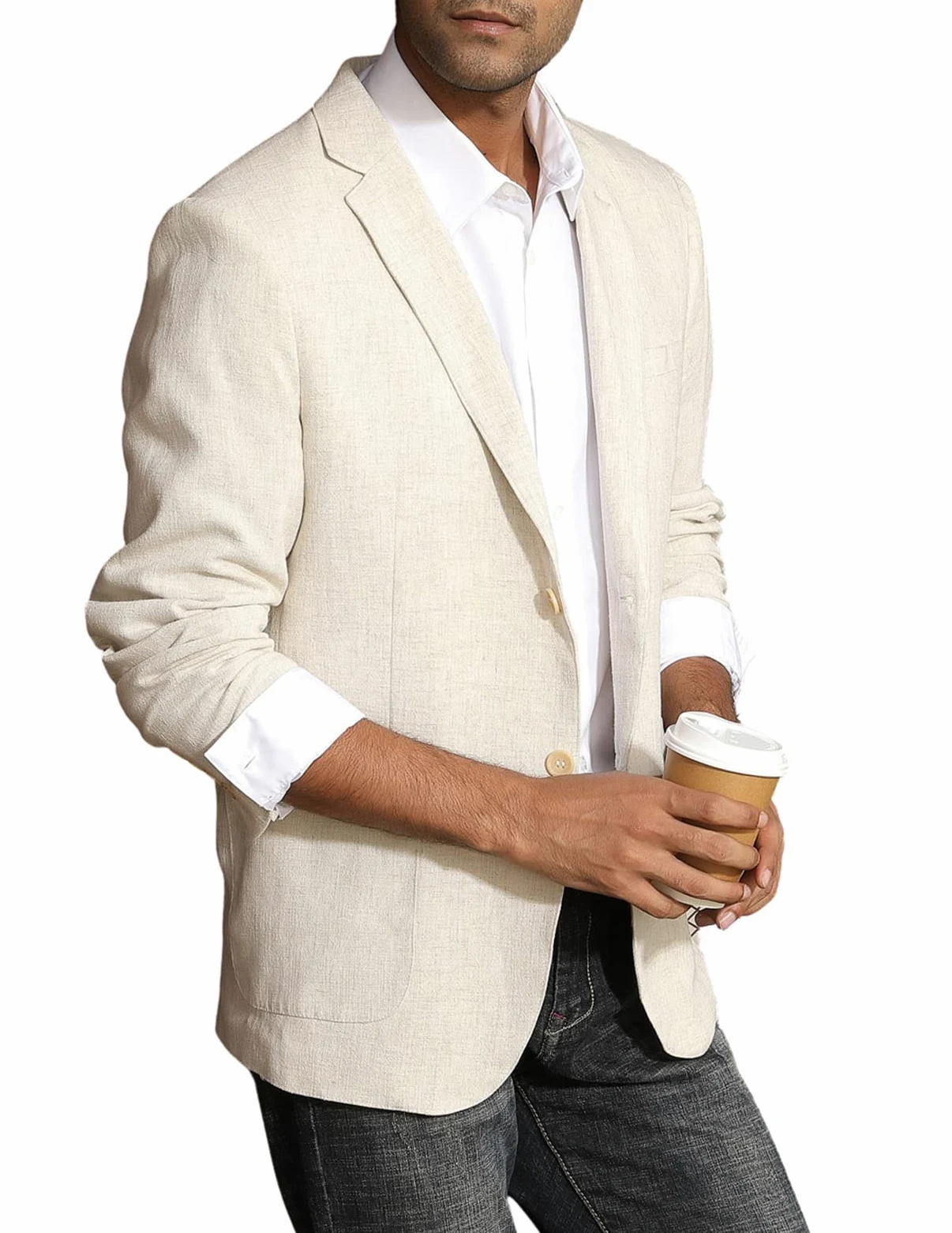 PJ PAUL JONES Giacca da uomo casual, slim fit, in lino, leggera, con 2 bottoni, Sporty Slim Fit Leisure Blazer