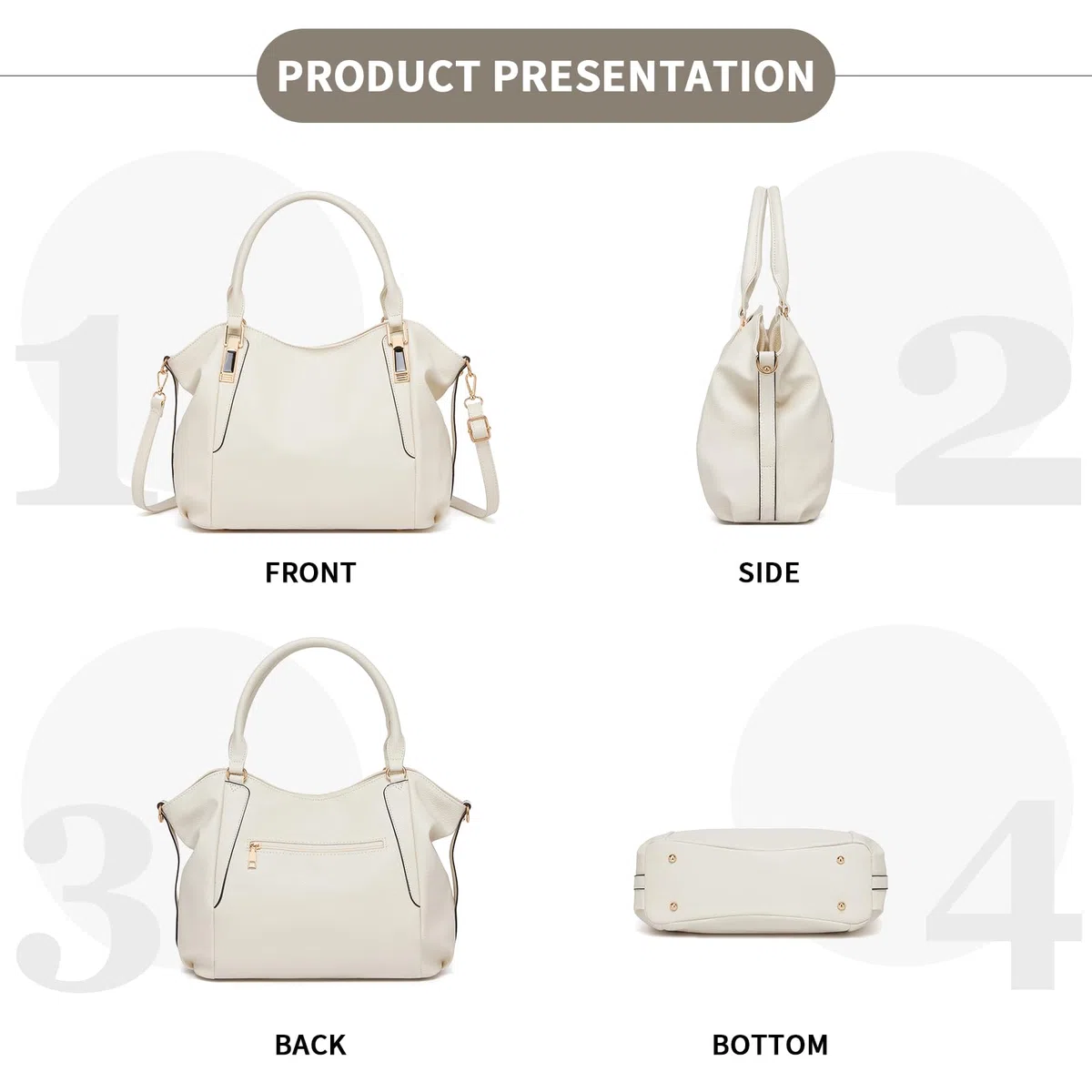 Miss Lulu Borsa Donna Grande con Tracolla Regolabile, Tote Bag Impermeabile Pelle PU, per Lavoro, Scuola, Università e Viaggio
