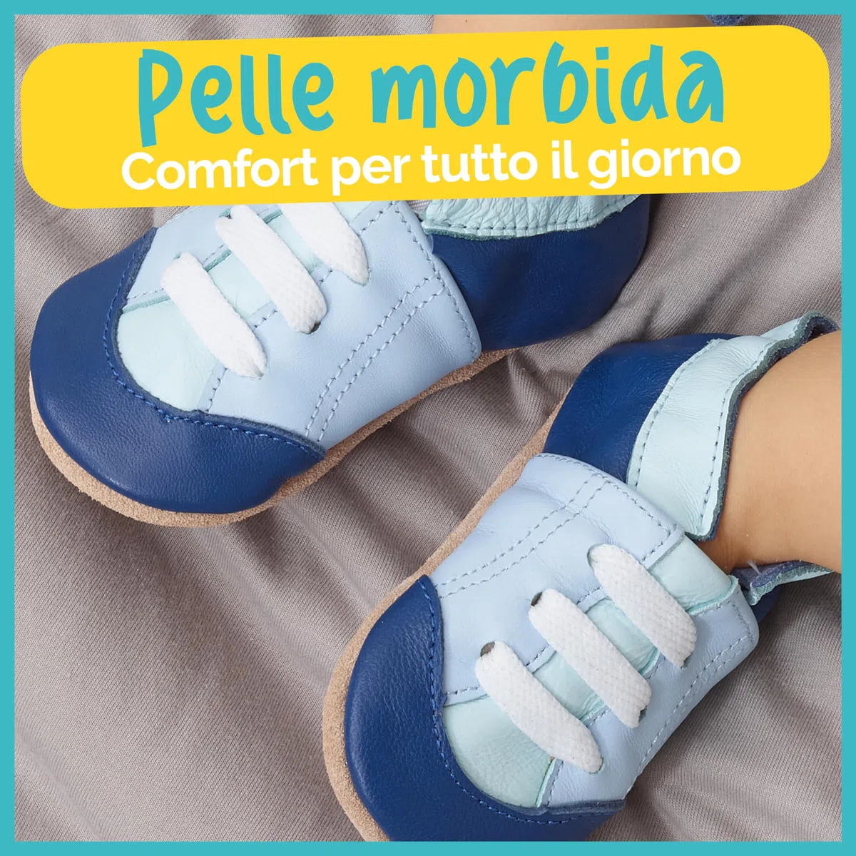 Scarpe Bambino in Morbida Pelle - Scarpine Neonato in Pelle con Suolla Scamosciata - Scarpe Primi Passi - Scarpette Neonato - Scarpe Bambina Ragazza Ragazzo …