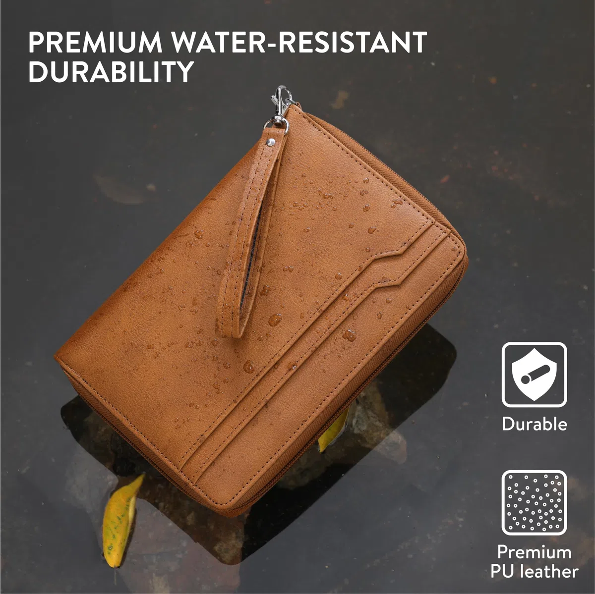 Navaris Porta Documenti da Viaggio - Passport Holder - Travel Wallet - Portadocumenti - Custodia Porta Passaporto e Carte - Portafoglio per Famiglie - Pelle PU Marrone Impermeabile