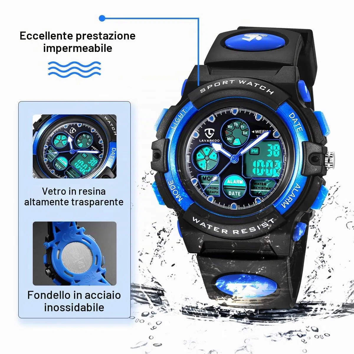 aswan watch Orologi, Orologi per bambini, Adolescenti Sport all'aria aperta Orologi digitali Orologi digitali multifunzione impermeabili con luci a LED e orologi da polso per bambini
