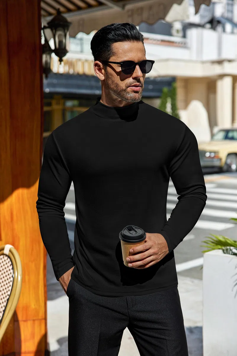 Ekouaer Maglia Termiche da Uomo Invernale Biancheria Intimo Termica a Maniche Lunghe a Collo Alto S-3XL