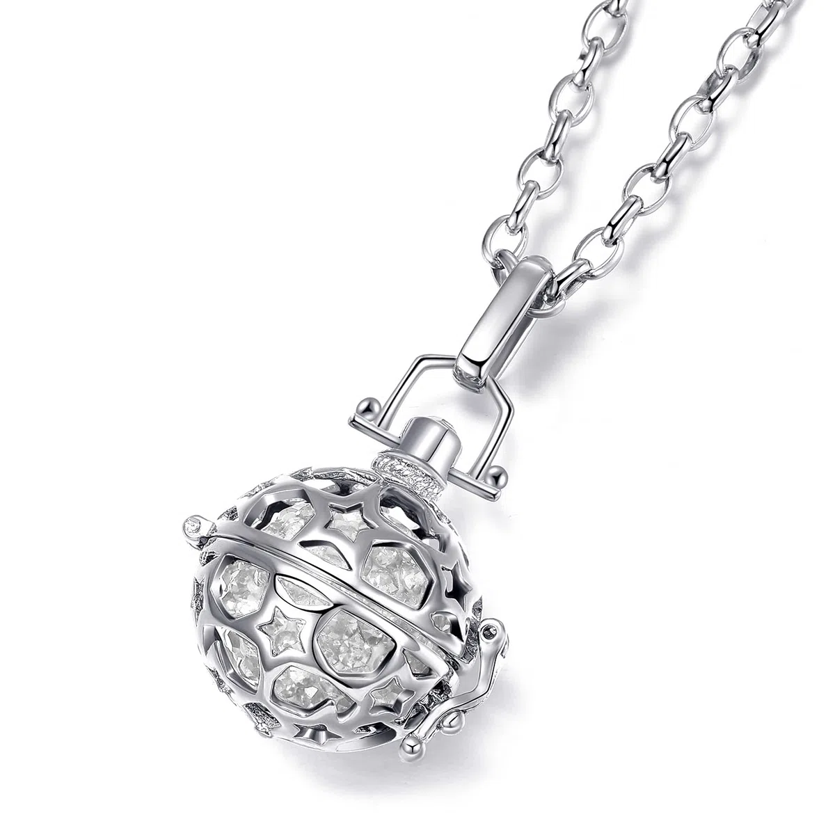 Morella Catenina Donna in Acciaio Inox 70 cm con Ciondolo Stella e Sfera zirconi Ø 16 mm in Sacchetto di Velluto