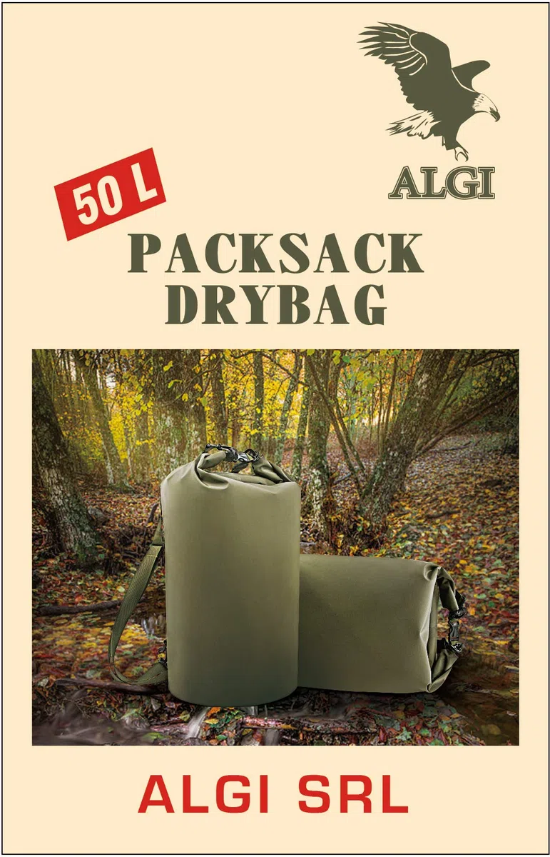 ALGI Sacco Stagno 50 Lt con Spallacci Rip Stop Tenuta Stagna Verde