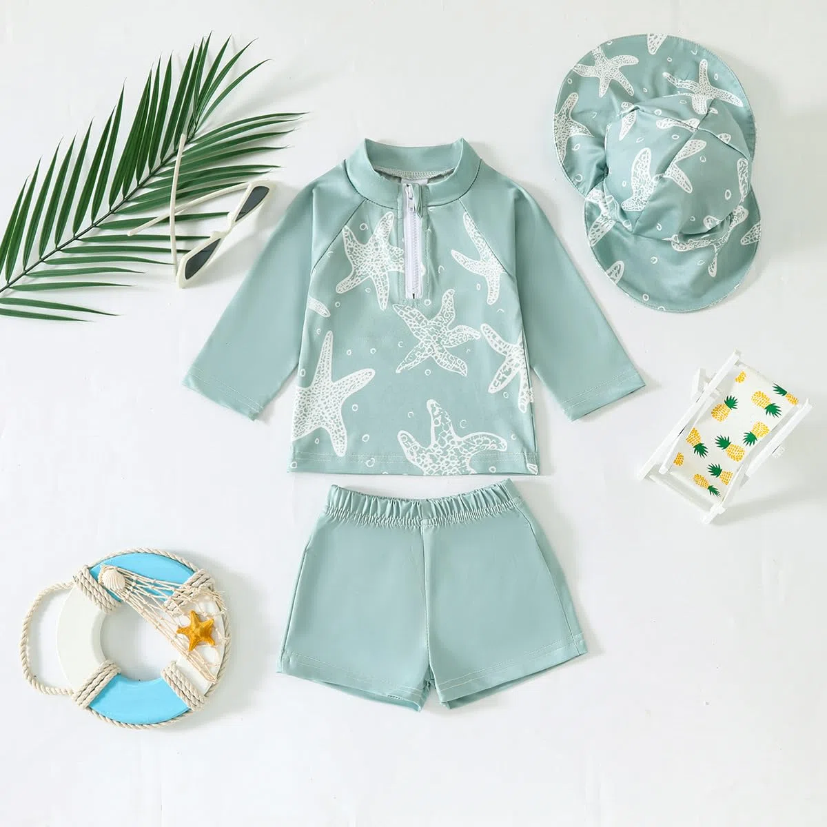 Costume da Bagno per Bambino Bambini a Manica Lunga Cerniera con Cappello da Sole per Il Costume da Bagno per Neonato