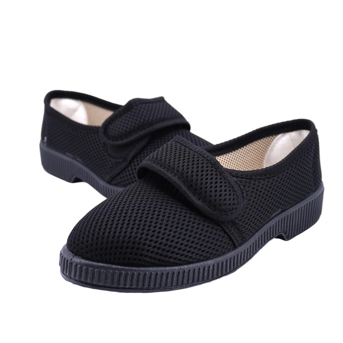 JOMIX Pantofole Anziane con Strappo Ciabatte Donna con Chiusura Regolabile Scarpe Traspirante da Casa Antiscivolo Morbida e Comoda per Terza Età