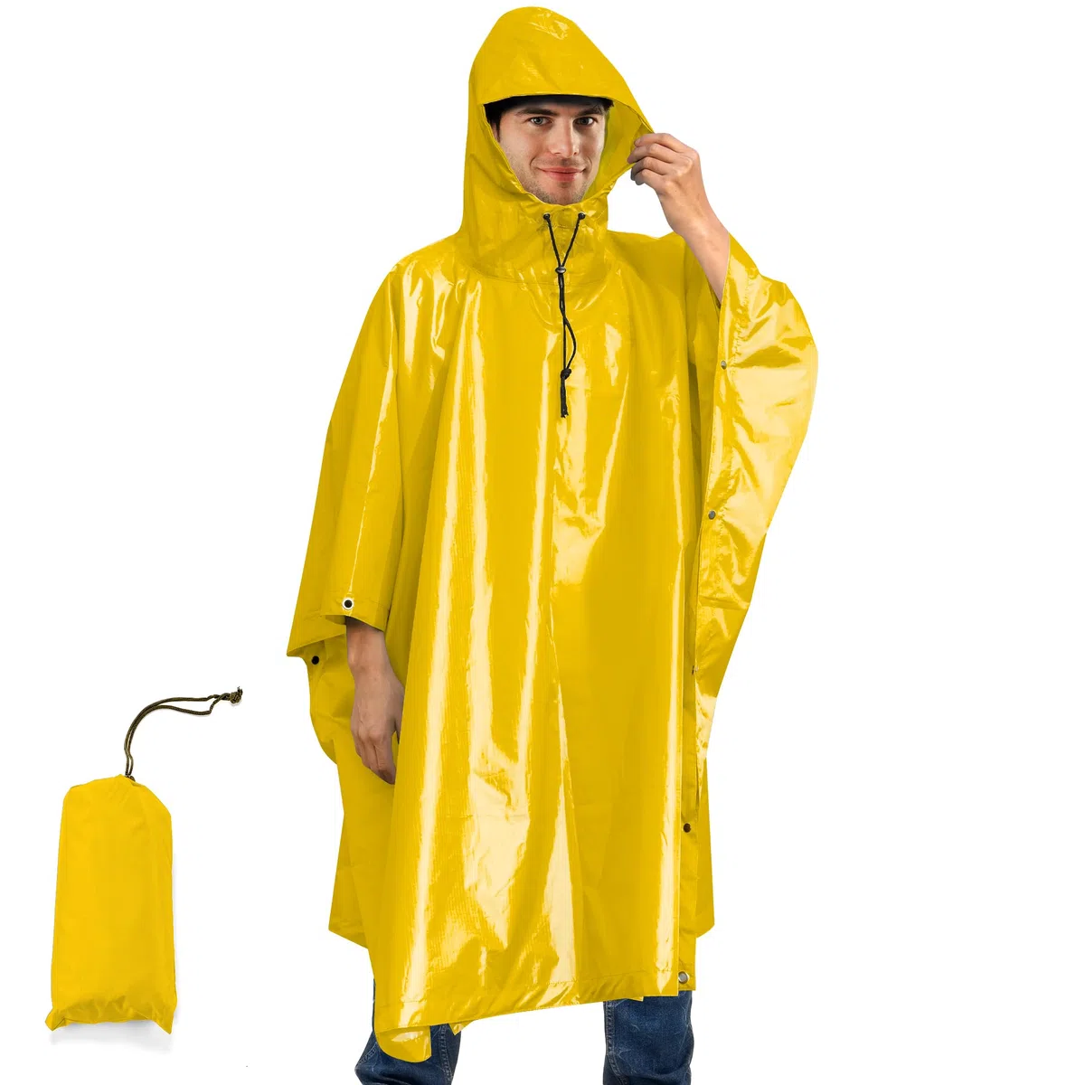 Poncho Impermeabile Uomo Pioggia Poncho Antipioggia 3-in-1 Multifunzionale Riutilizzabile per Trekking Caccia Pesca Escursione Coperta da Picnic Campeggio