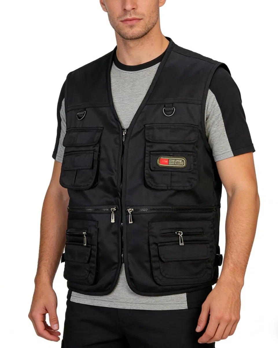Uomo All'Aperto Viaggio Tasche Gilet Sport, Maschio Gilets Multitasche Senza Maniche Giubbino da Lavoro per Reporter Caccia Fotografi Outdoor Vest, Multitasche Gilet Uomo Outdoor