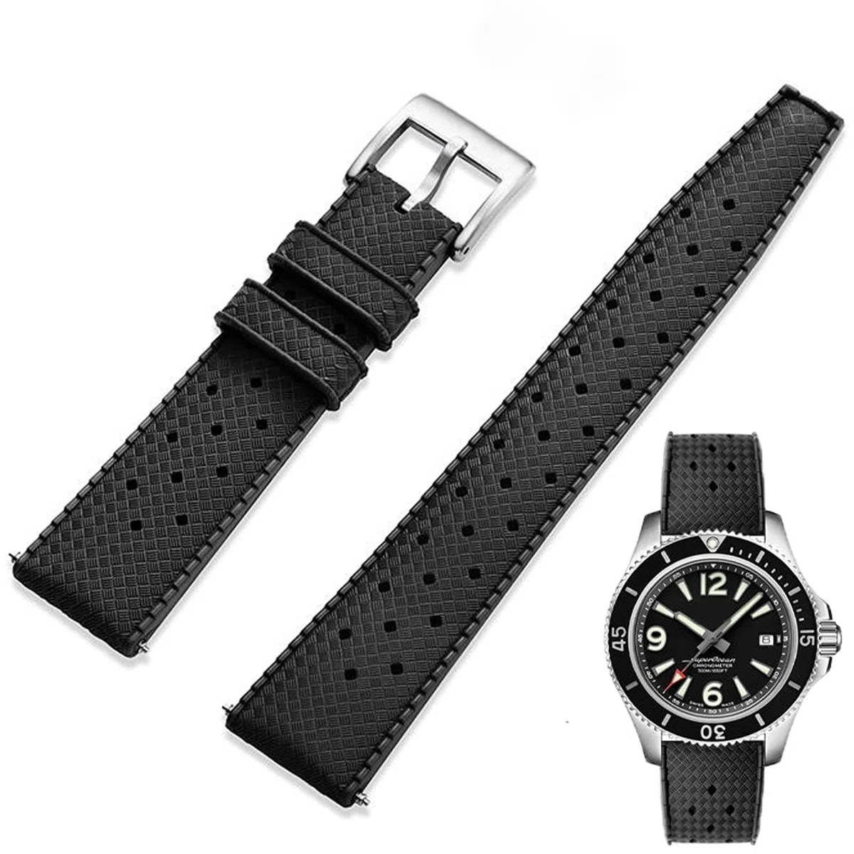 Cinturino Orologio Gomma Fluorurata 18mm 19mm 20mm 21mm 22mm Tropicale Stile Sgancio Rapido Cinturini in FKM Gomma Traspirante Cinturini Orologio per Uomo Donne Cinturini di Ricambio Diving