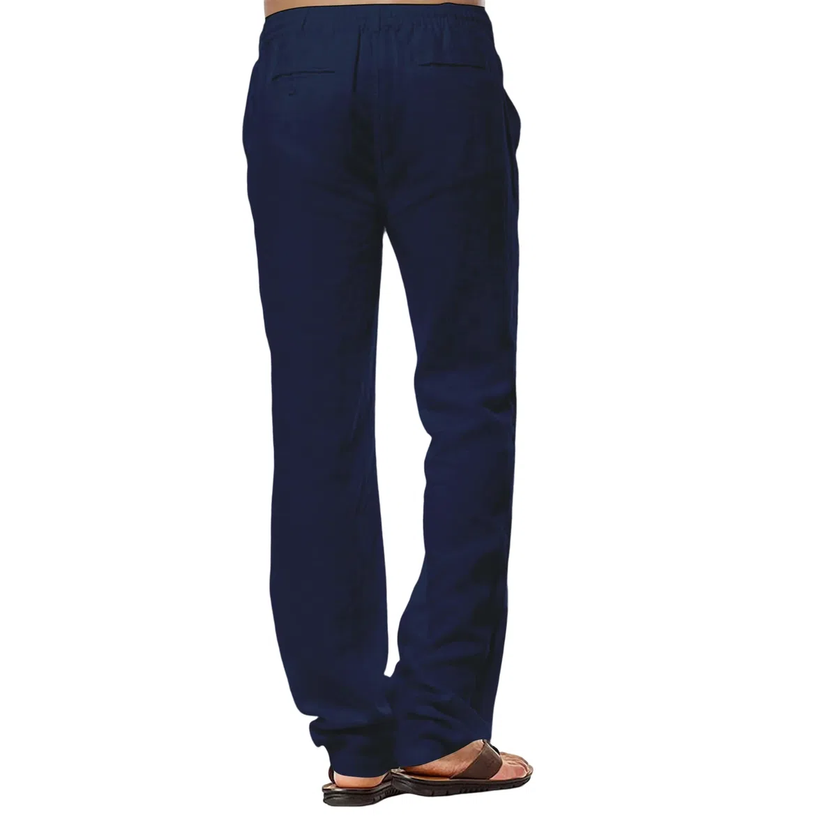 CTU Pantaloni di Lino da Uomo Pantaloni di Cotone Casual da Spiaggia Estivi Pantaloni Leggeri con Coulisse